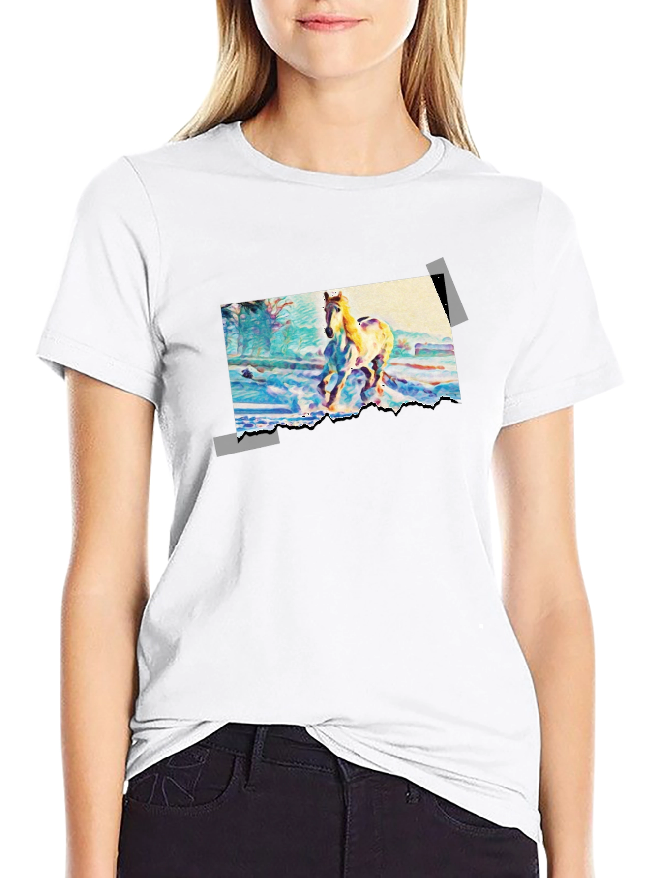 Horse Painting Graphic Black T-Shirt