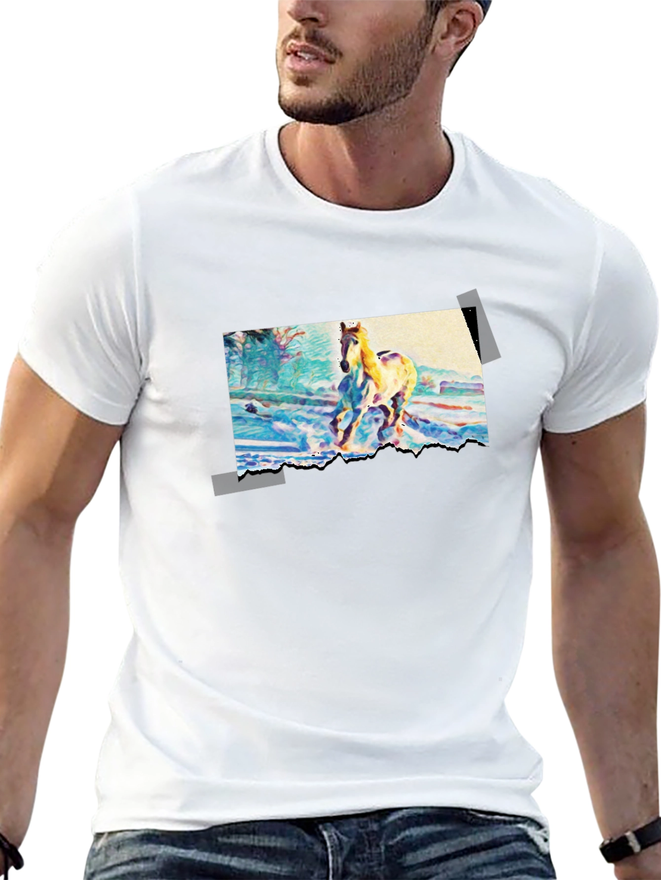 Horse Painting Graphic Black T-Shirt
