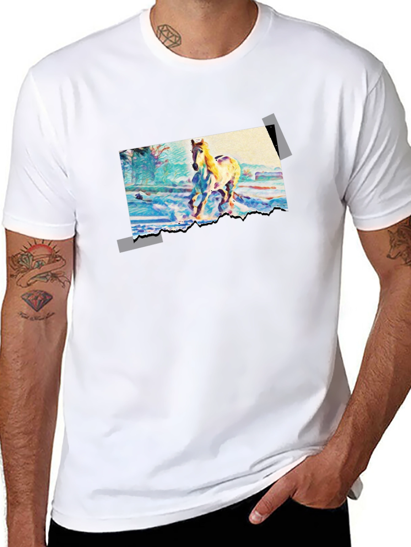 Horse Painting Graphic Black T-Shirt