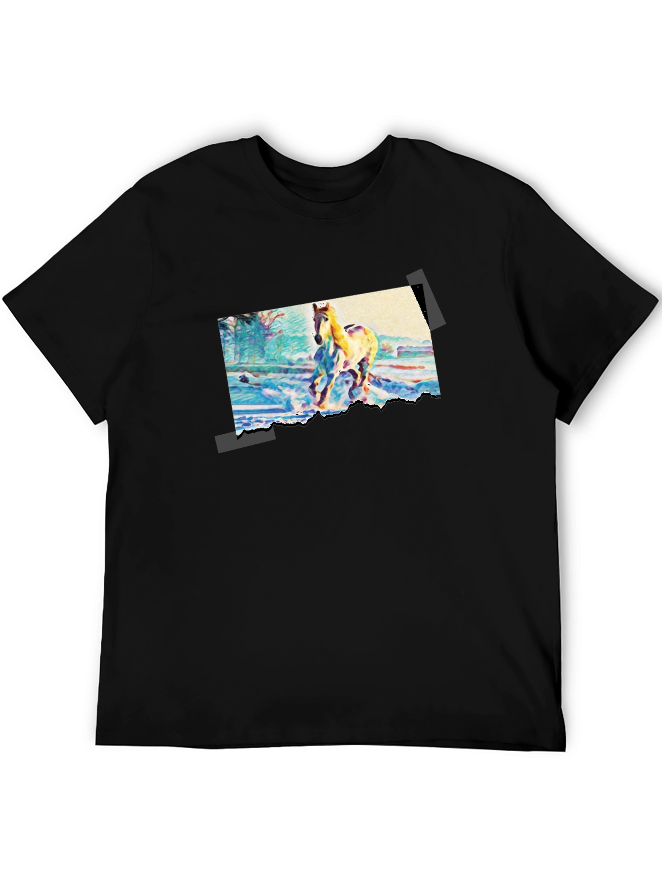 Horse Painting Graphic Black T-Shirt