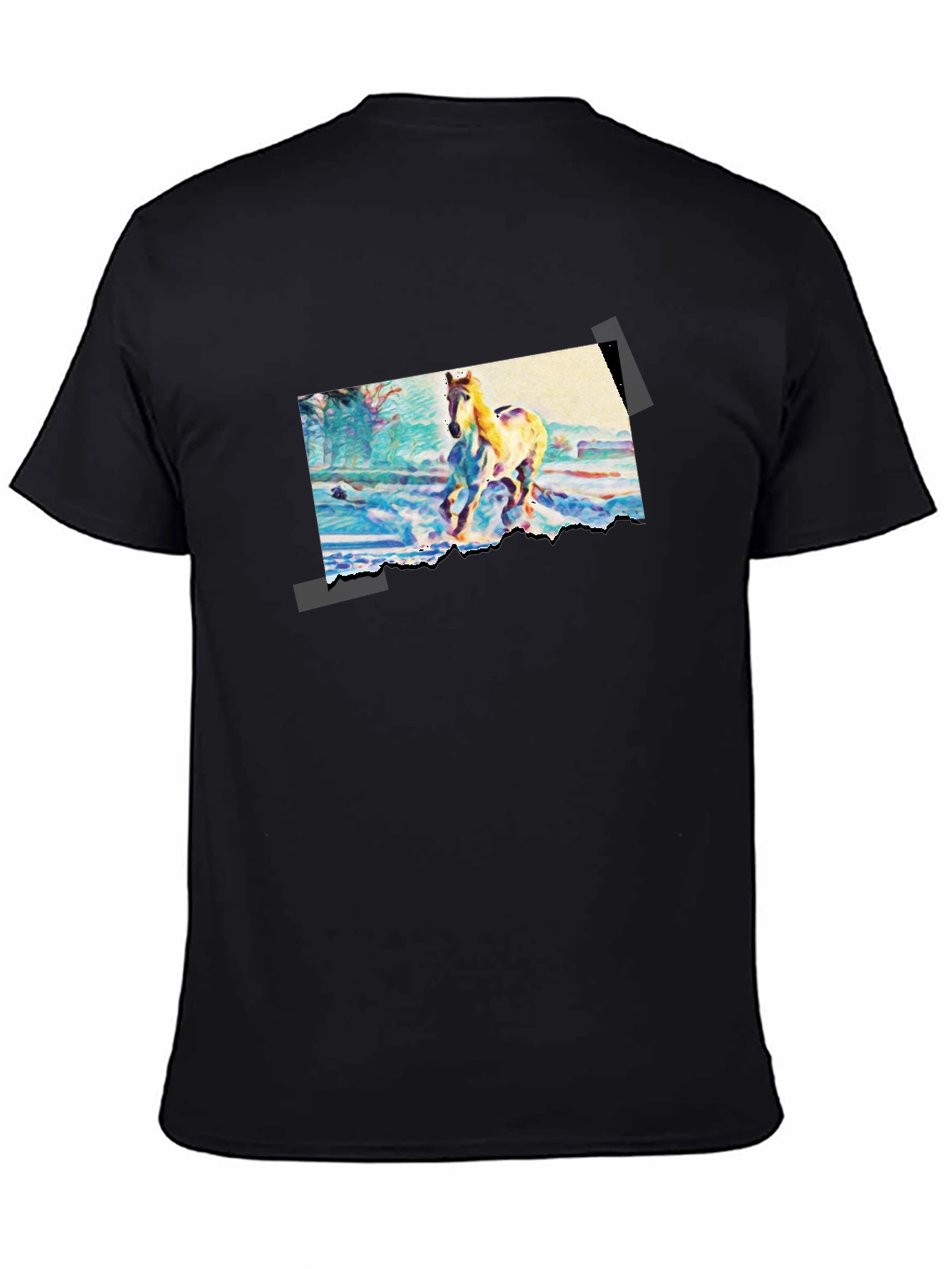 Horse Painting Graphic Black T-Shirt