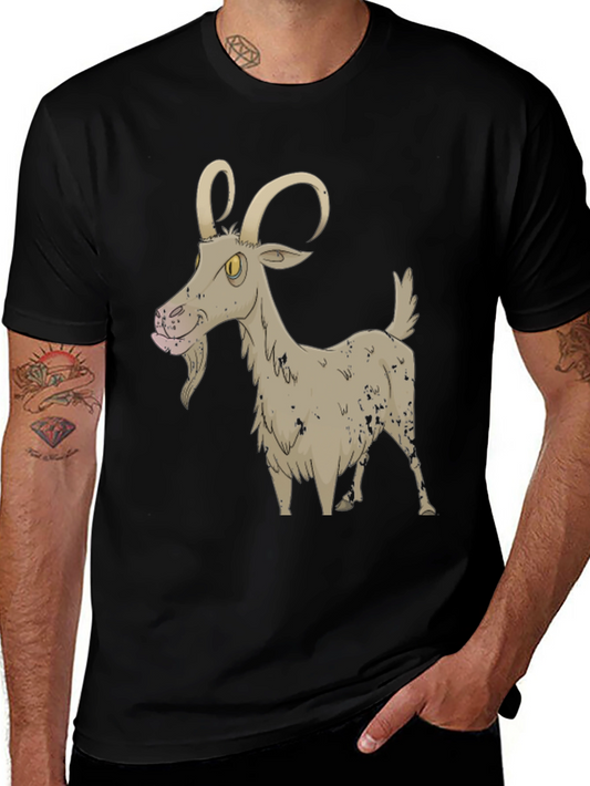 Cartoon Goat Black T-Shirt