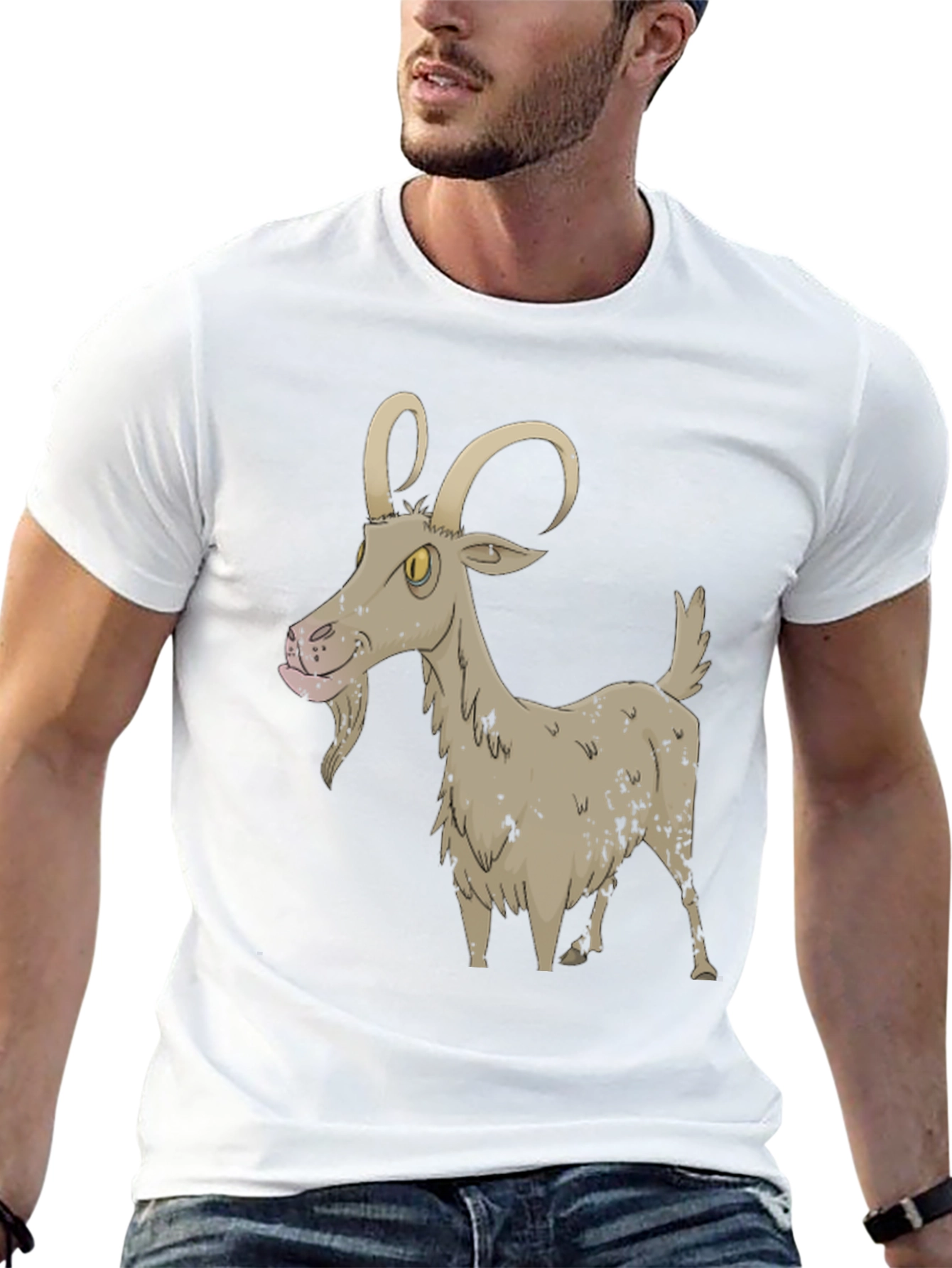 Cartoon Goat Black T-Shirt