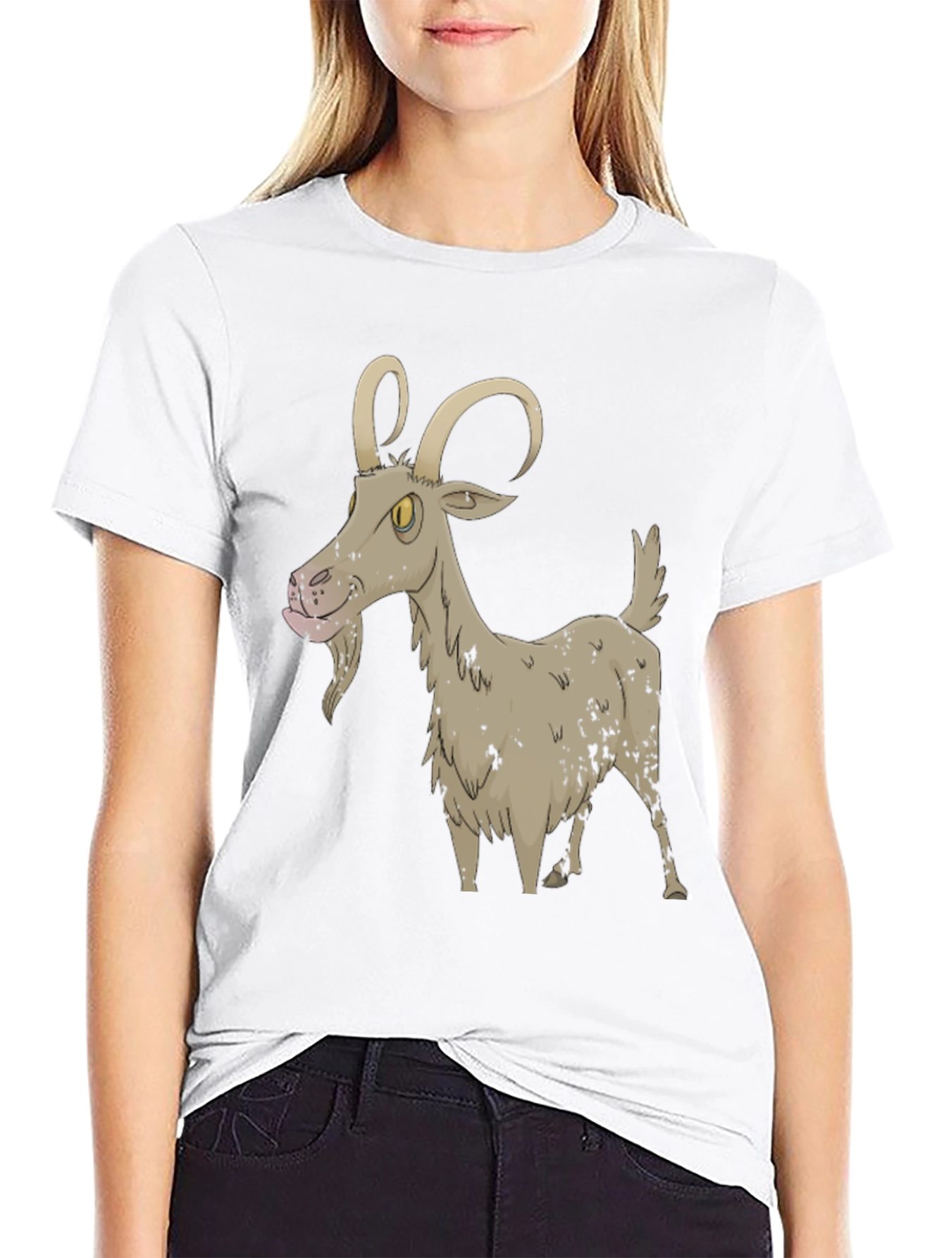 Cartoon Goat Black T-Shirt