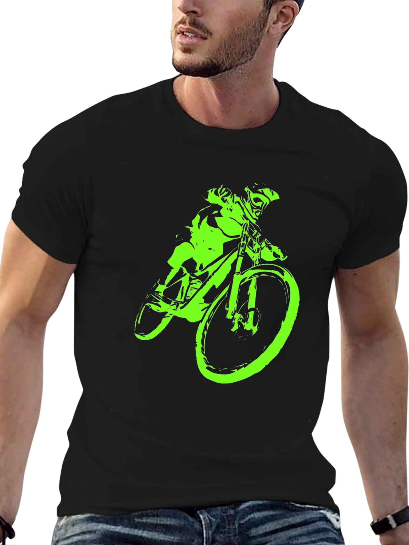Neon Green Mountain Bike Graphic T-Shirt