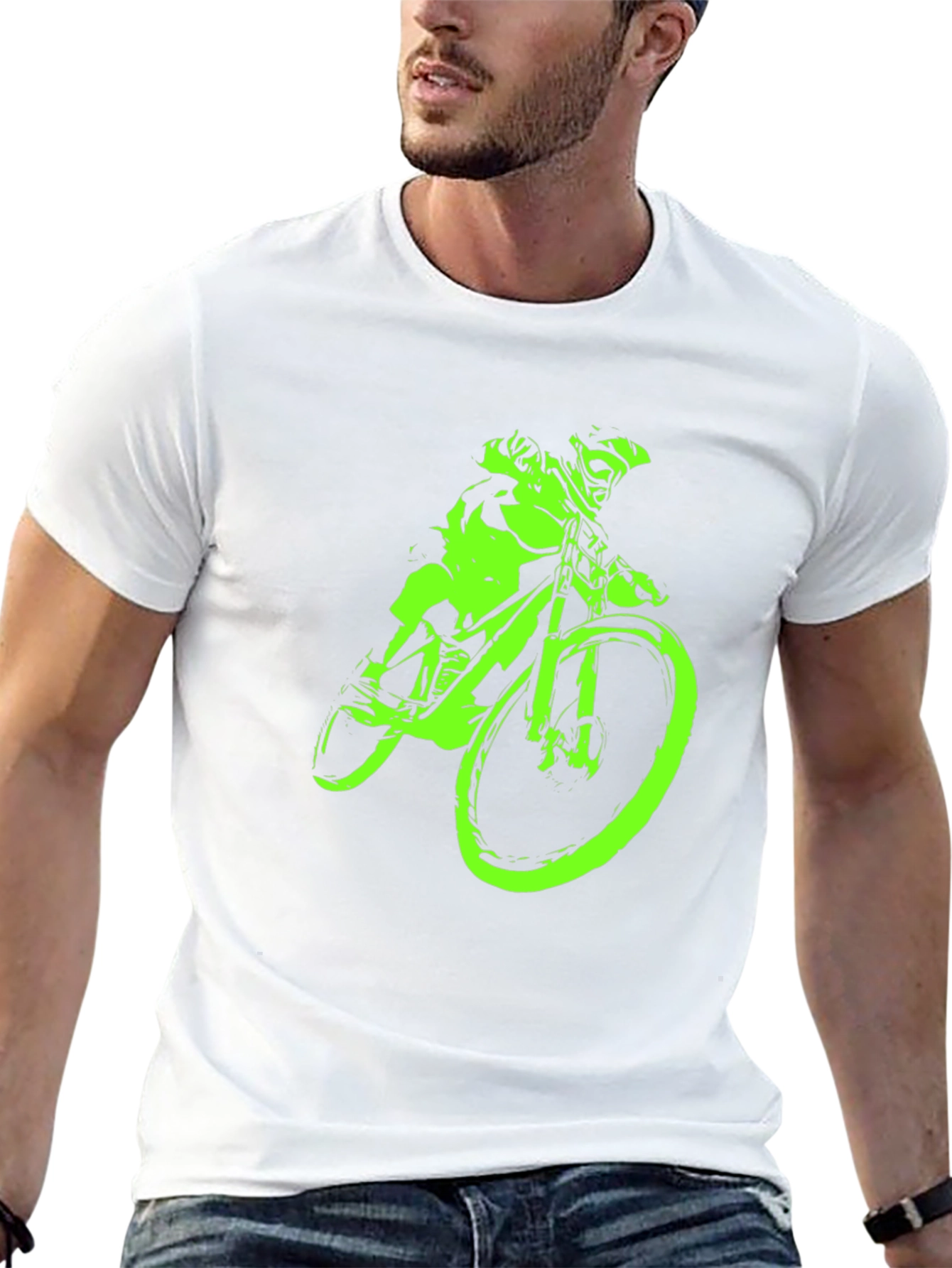 Neon Green Mountain Bike Graphic T-Shirt