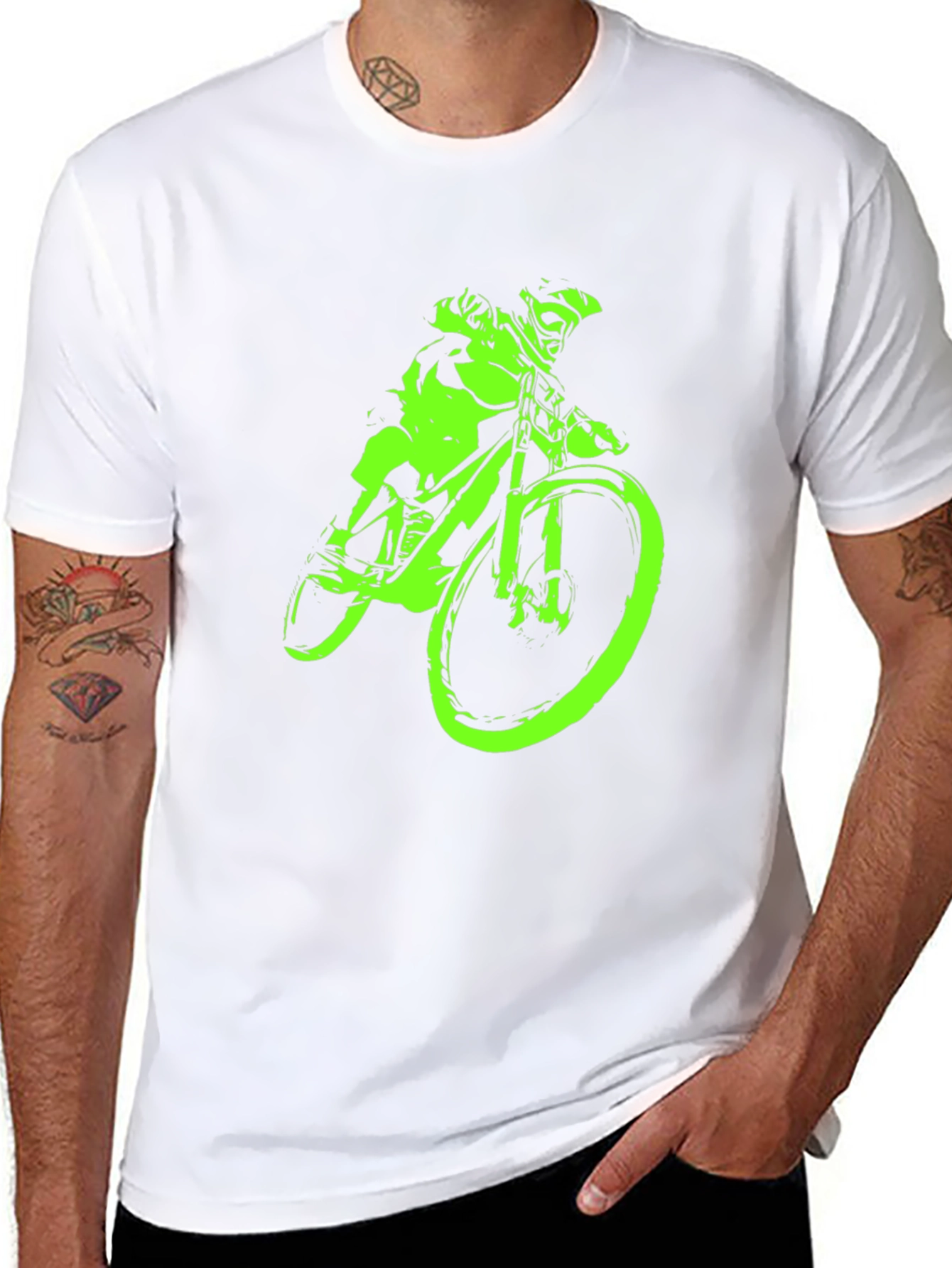 Neon Green Mountain Bike Graphic T-Shirt