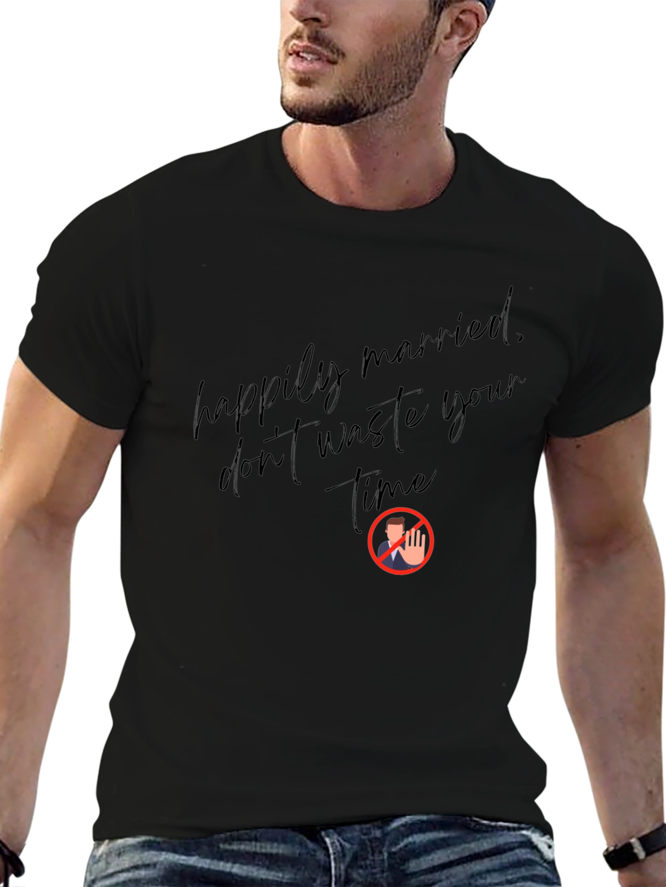 Happily Married Black Graphic Tee