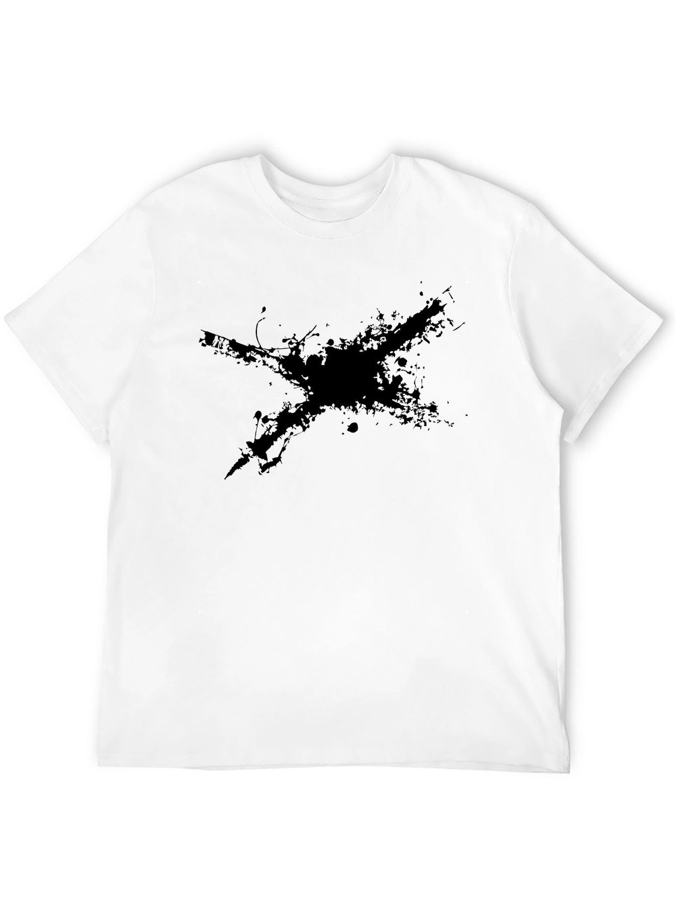 Mens Black T-Shirt with Abstract Cross Design