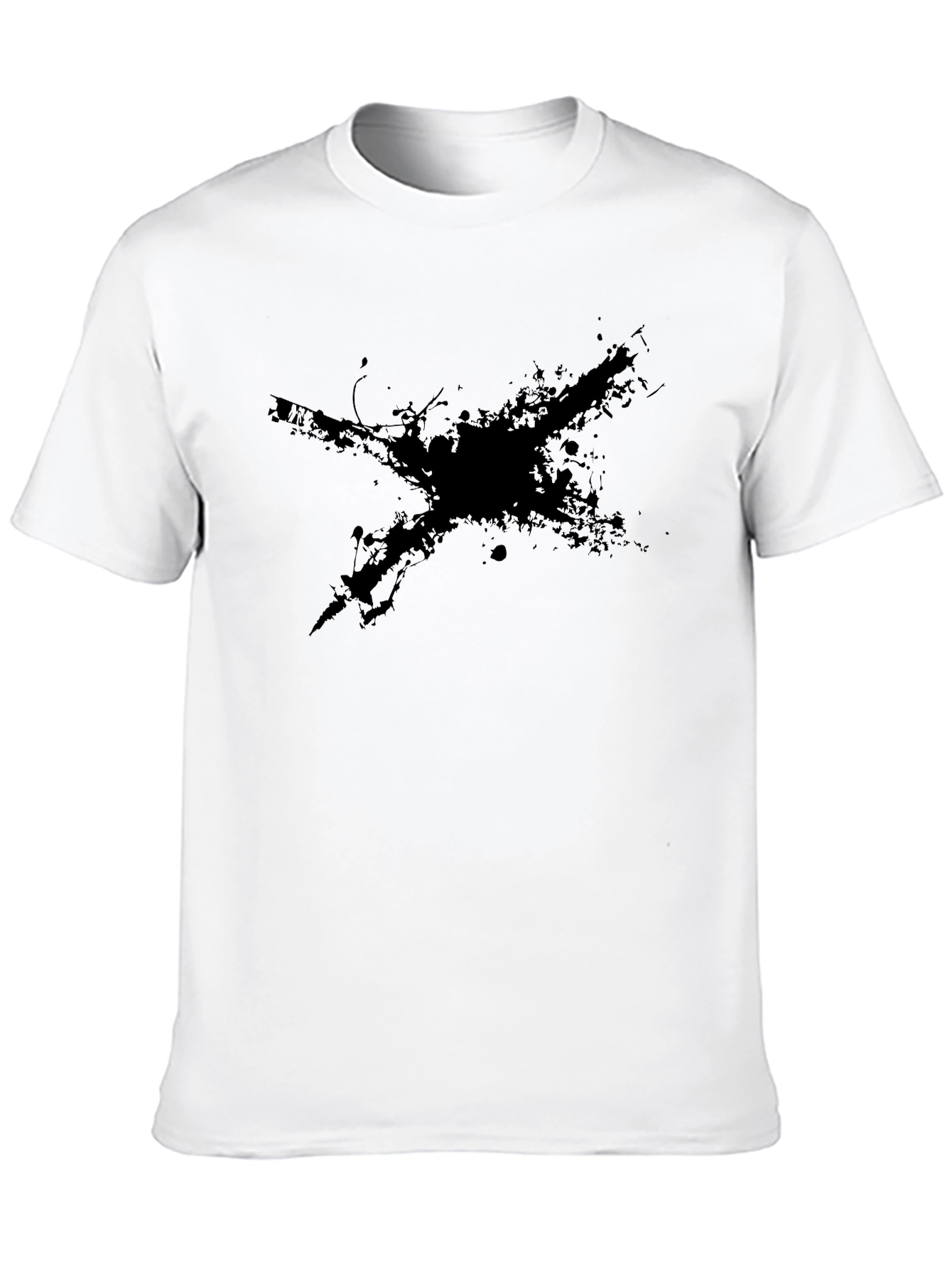 Mens Black T-Shirt with Abstract Cross Design