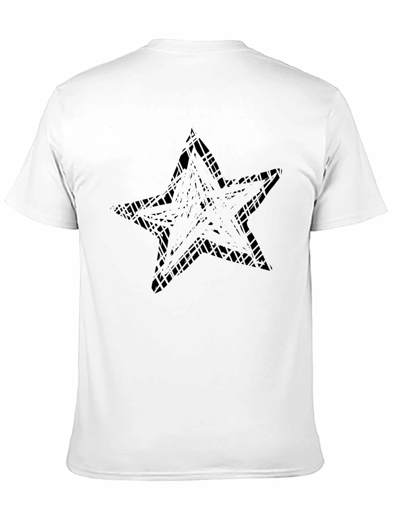 Abstract Star Graphic Tee - Black Cotton Casual Shirt