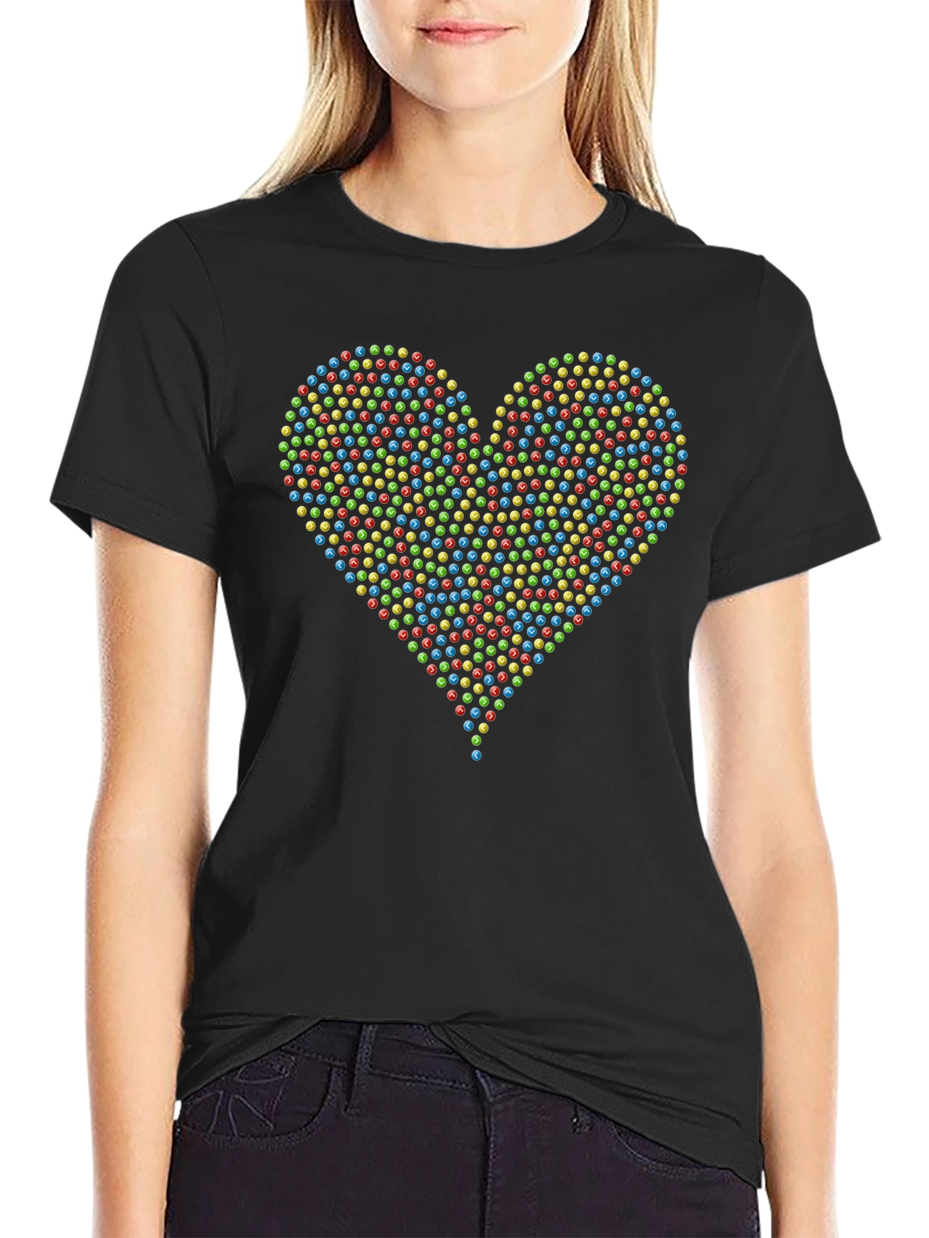 Candy Heart Tee - Sweet & Stylish Black T-Shirt