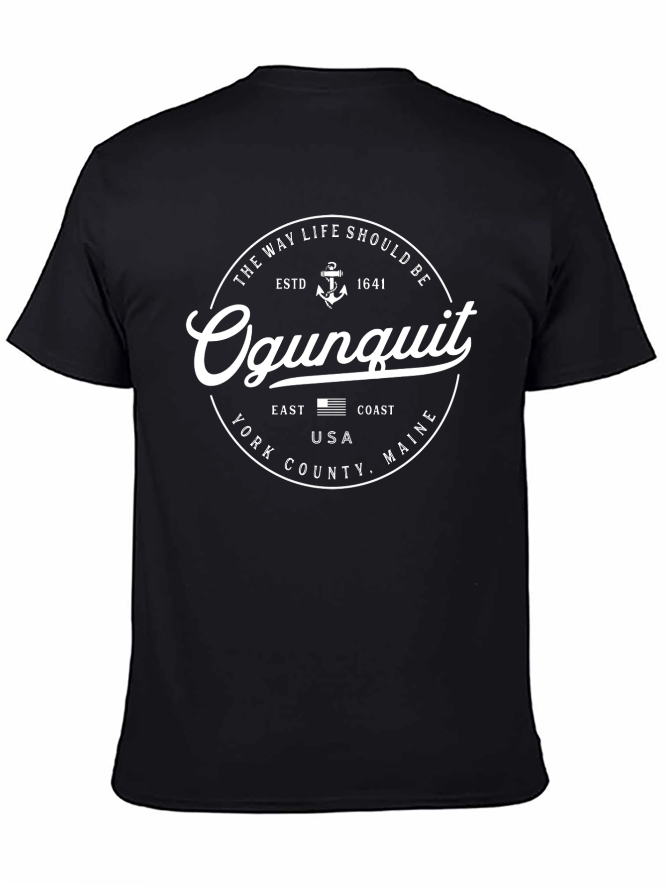 Ogunquit Maine T-Shirt Black Estd 1641