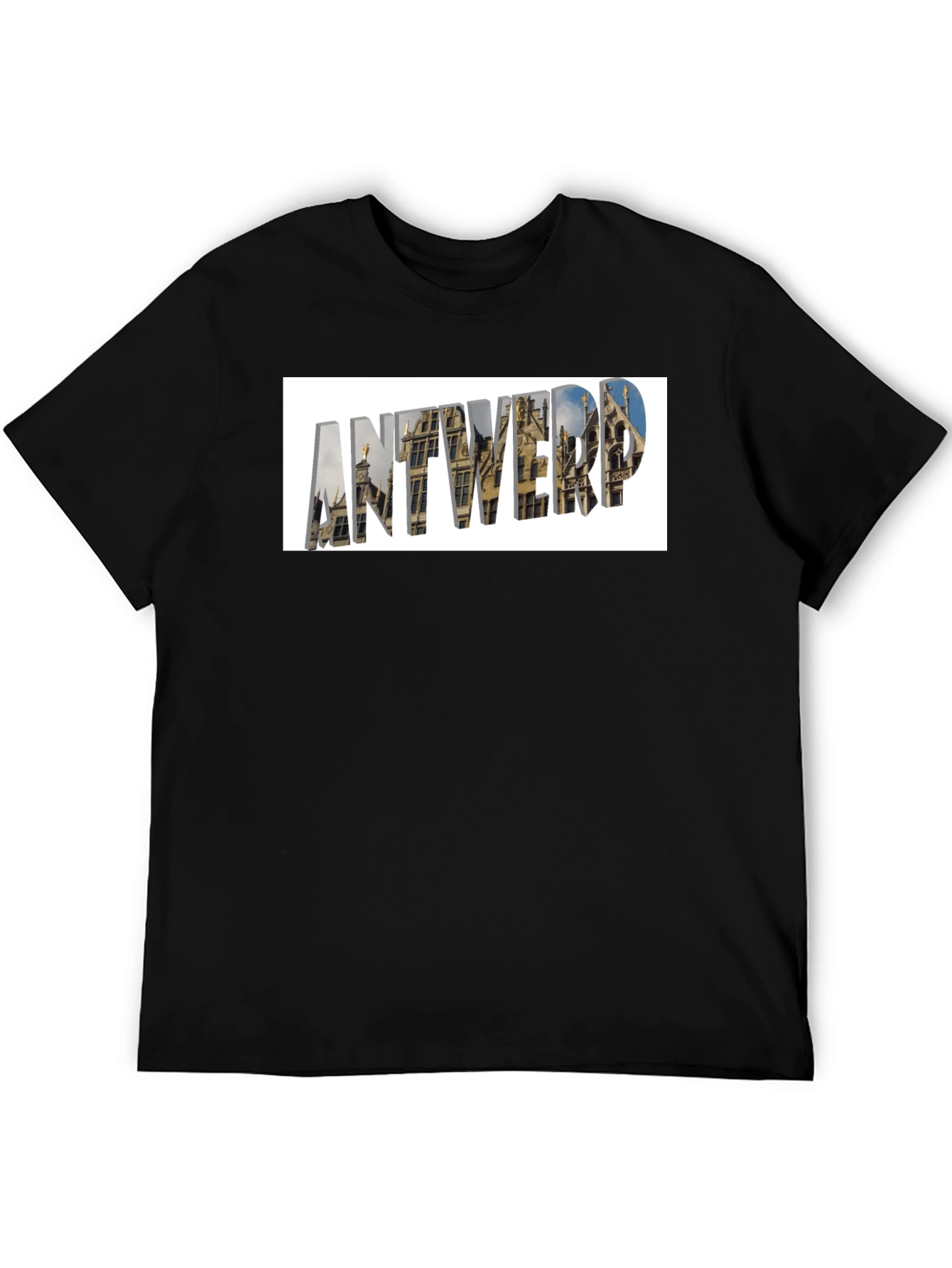 Antwerp Cityscape Graphic T-Shirt - Black