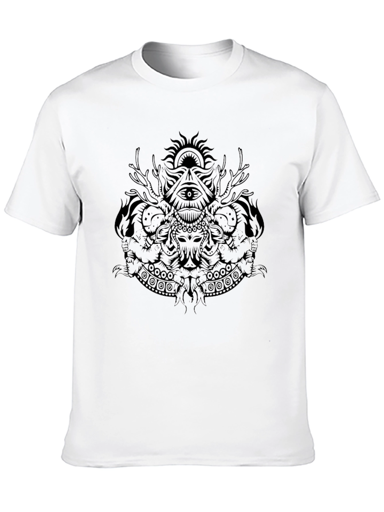Mystic Print Black Cotton T-Shirt