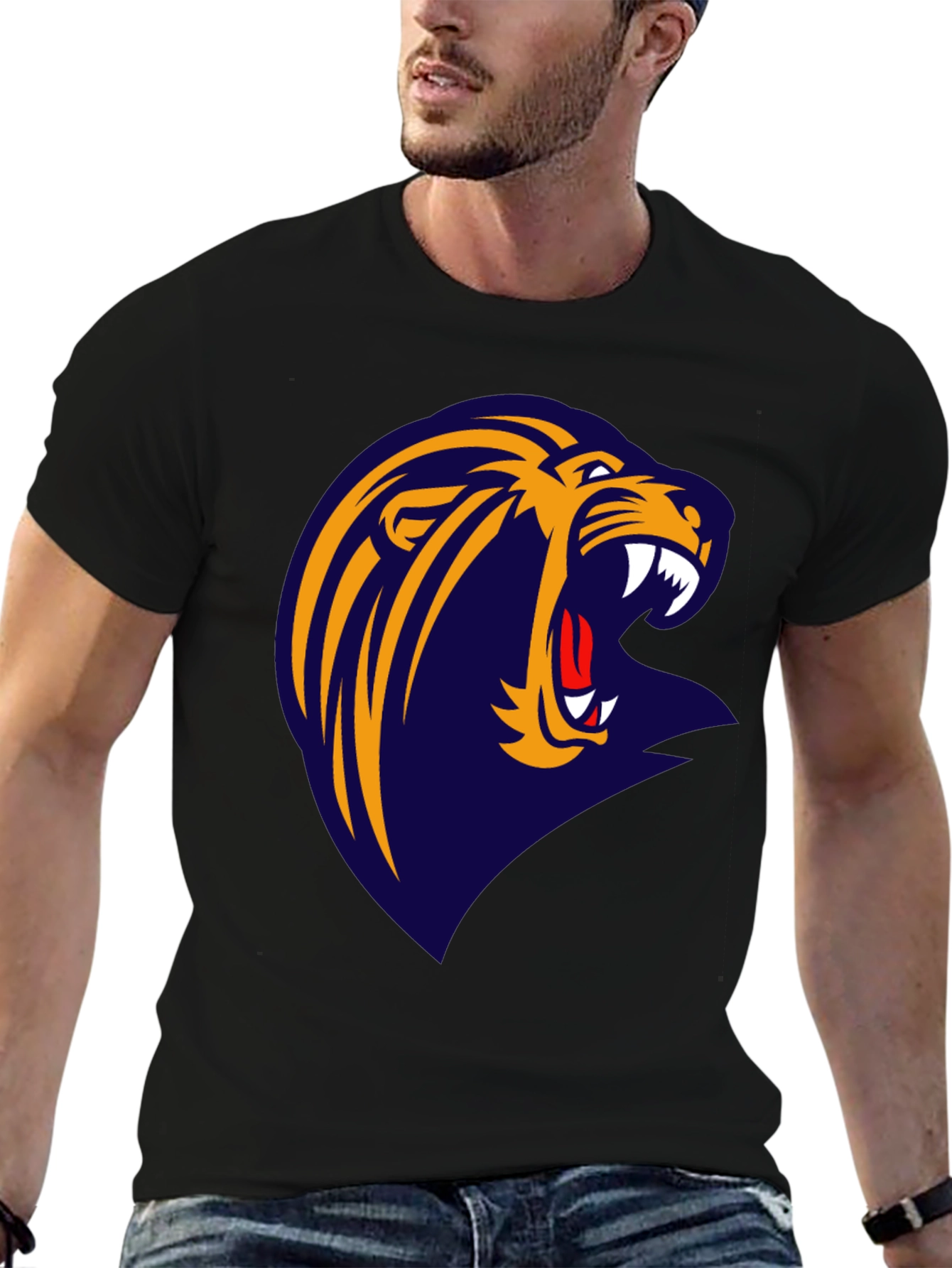 Roaring Lion Graphic Tee - Black Cotton T-Shirt