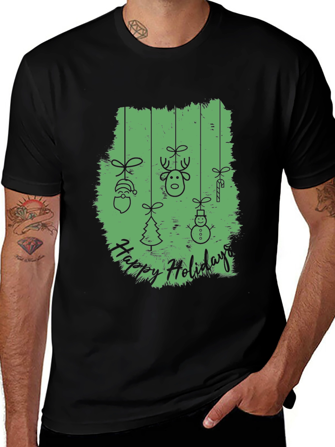 Happy Holidays Graphic Print Crew Neck T-Shirt