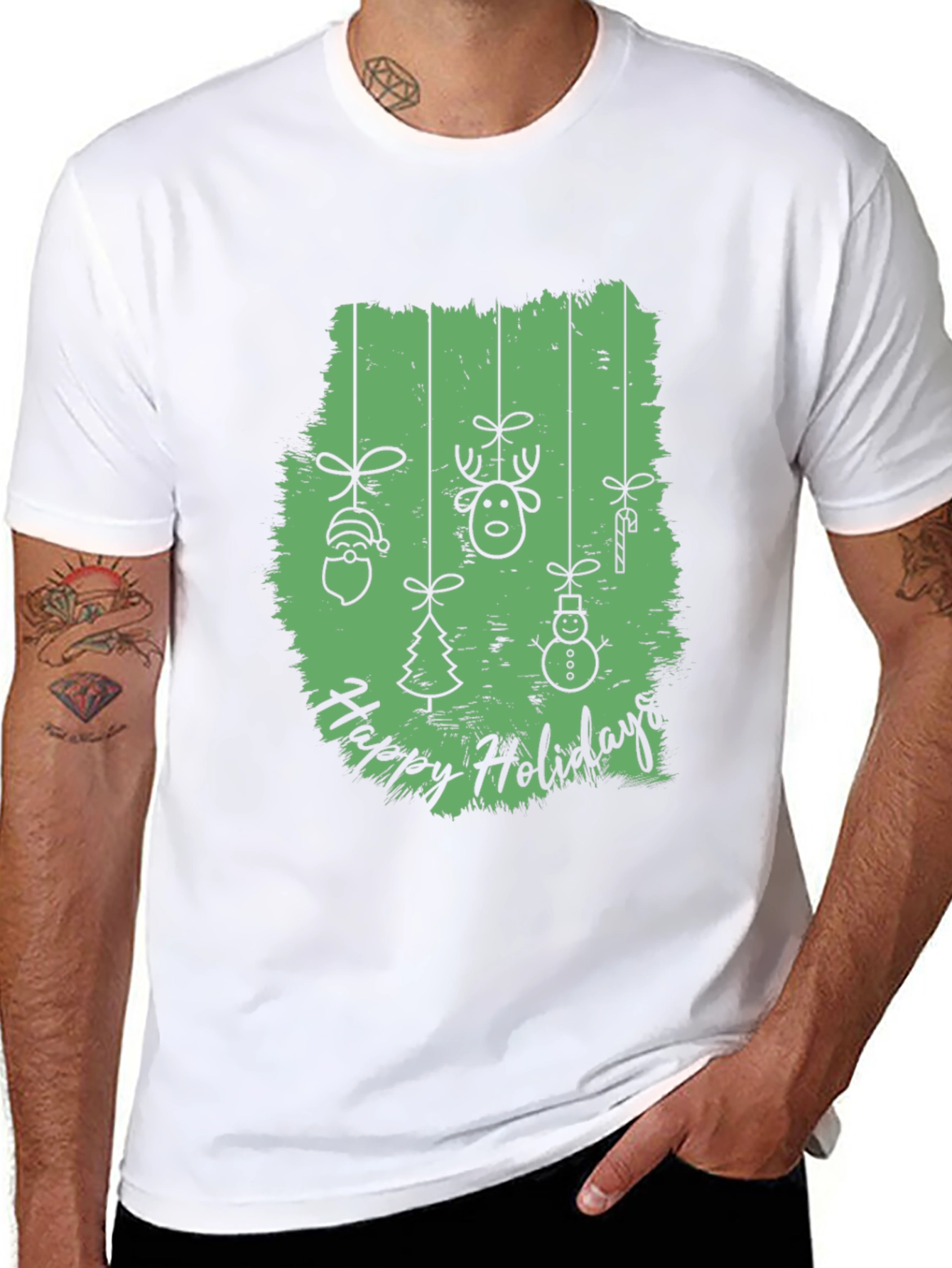 Happy Holidays Graphic Print Crew Neck T-Shirt