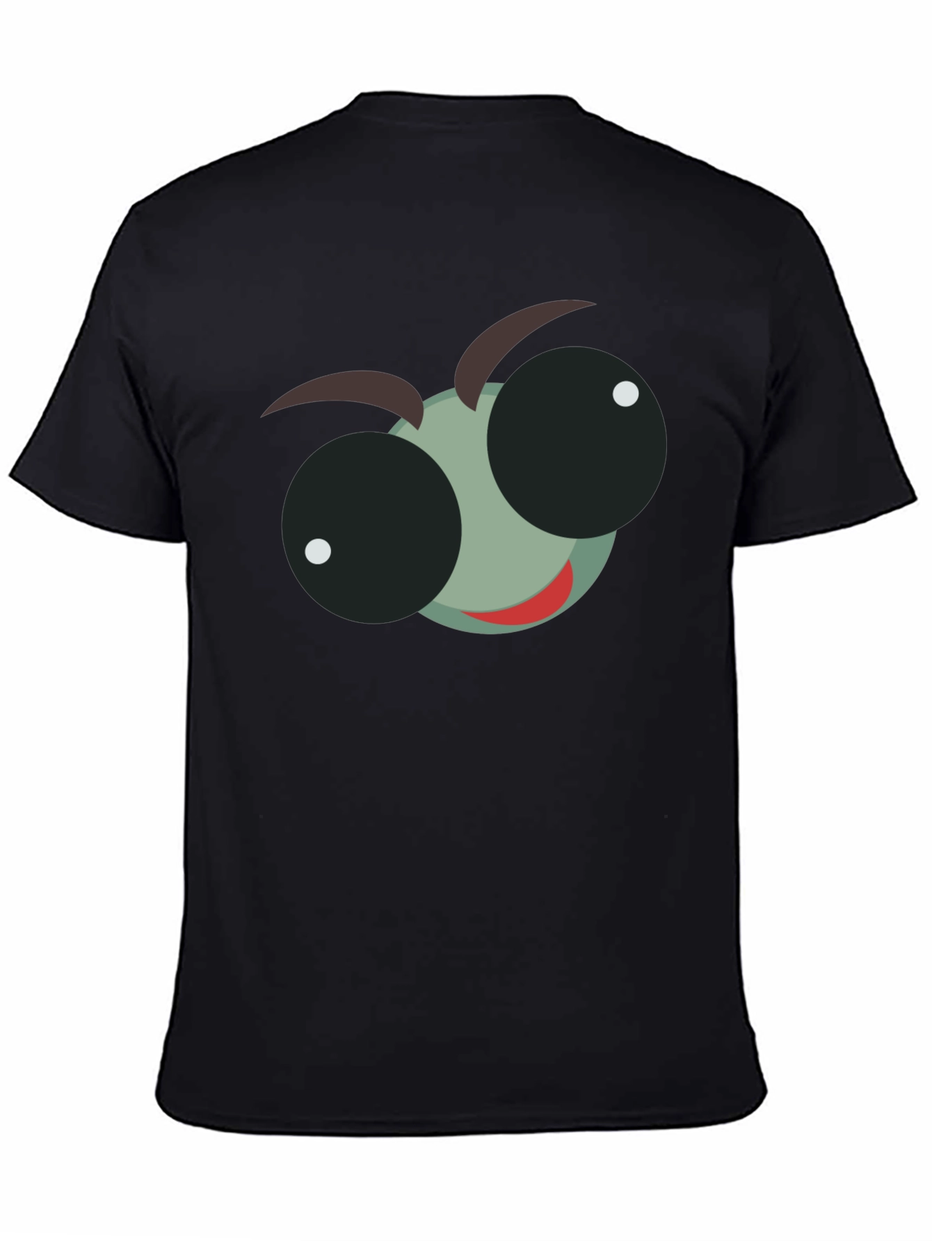 Cartoon Bug Eye Graphic T-Shirt - Black Cotton Tee