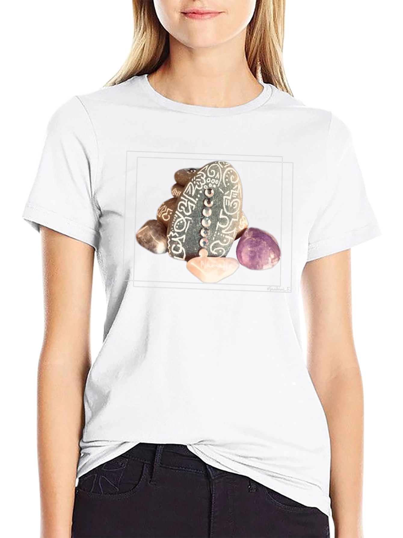 Mystic Stones Graphic T-Shirt - Artistic Zen Design