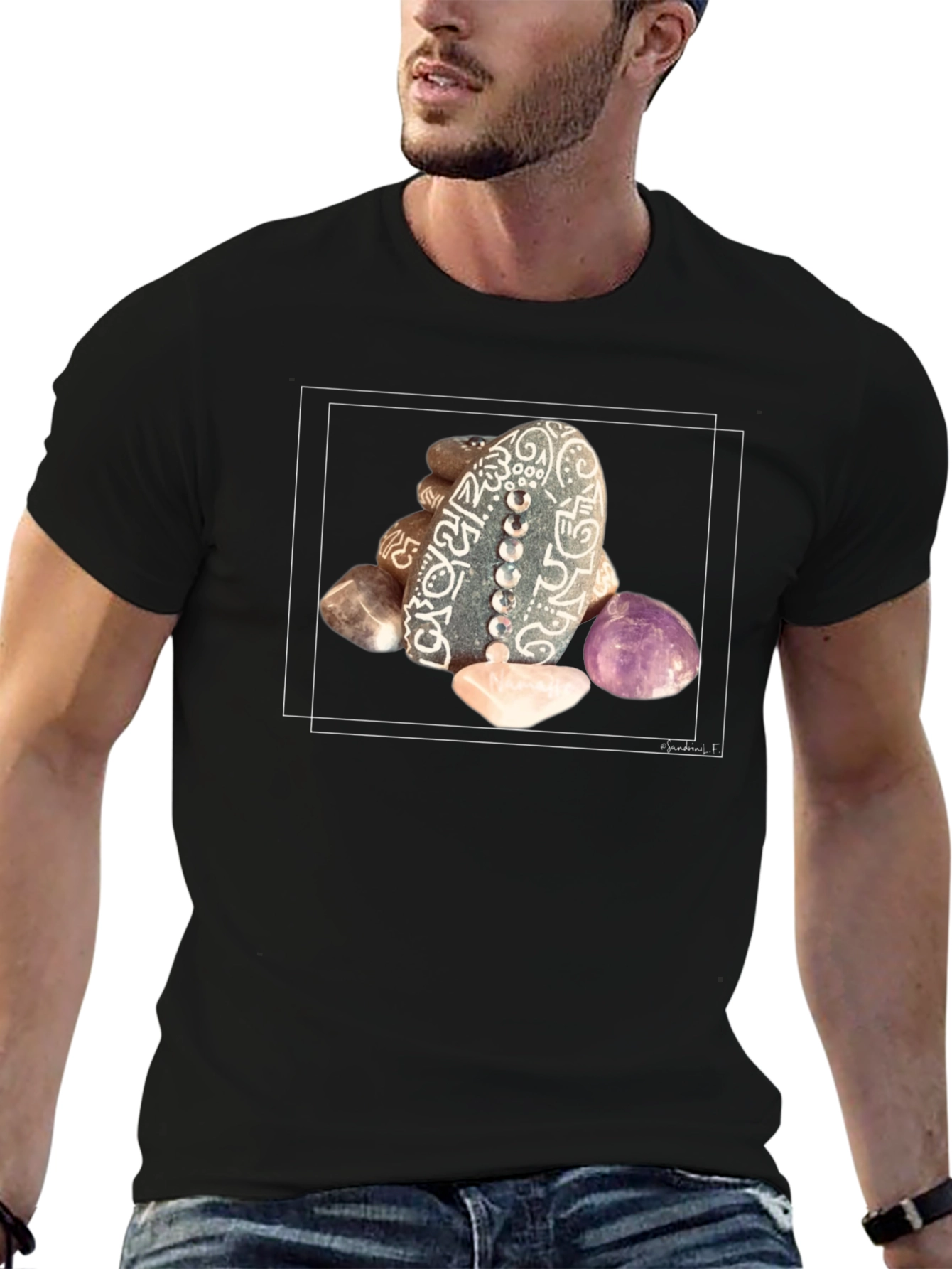 Mystic Stones Graphic T-Shirt - Artistic Zen Design