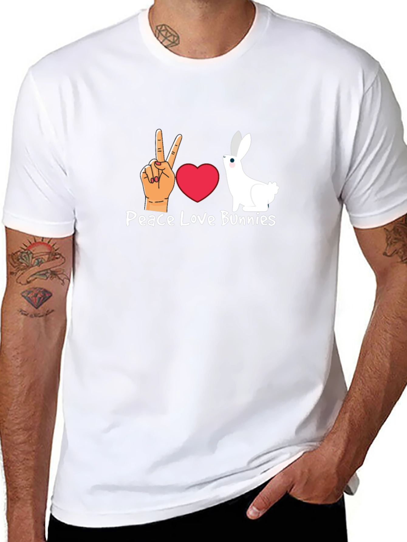 Peace Love Bunnies Graphic T-Shirt