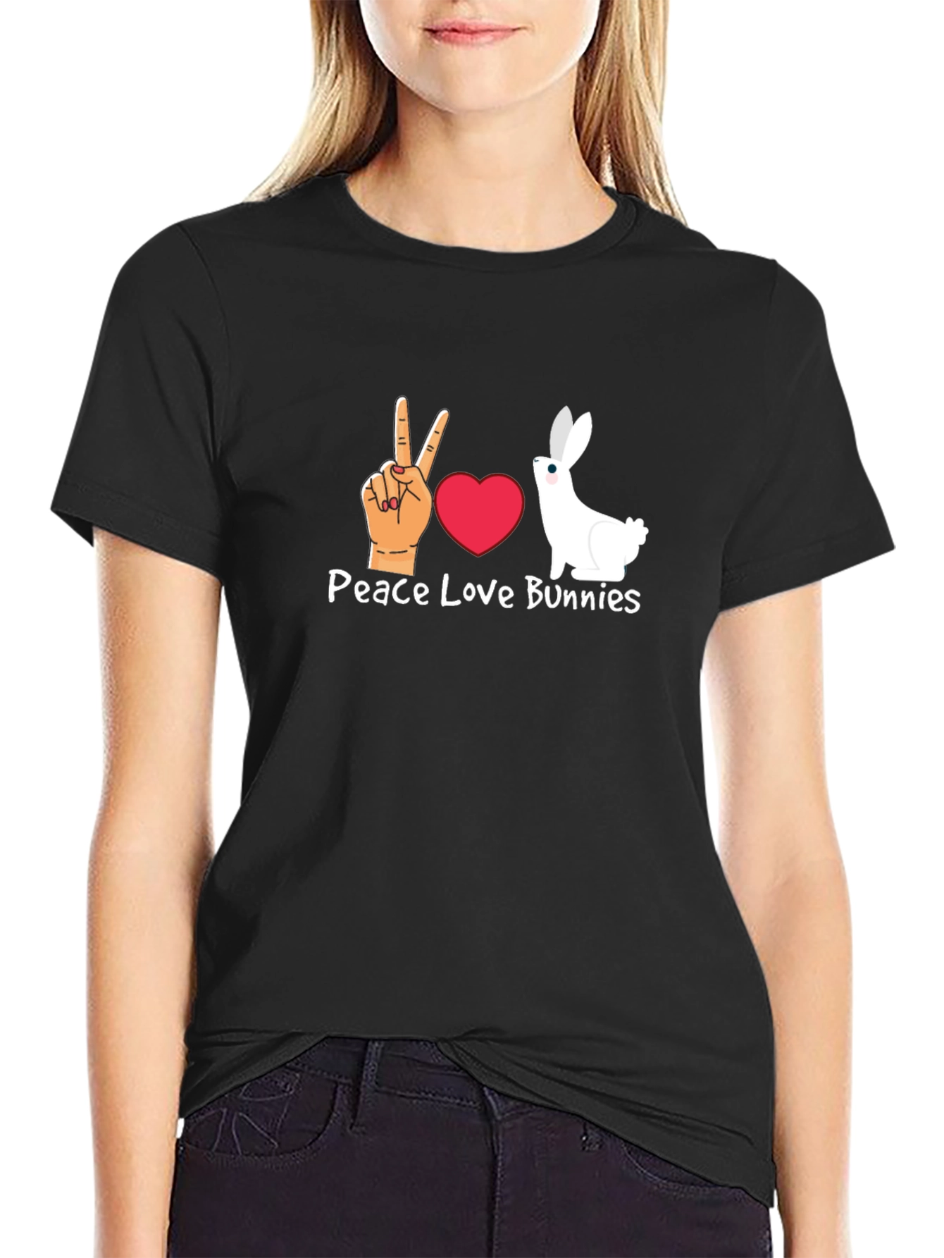 Peace Love Bunnies Graphic T-Shirt