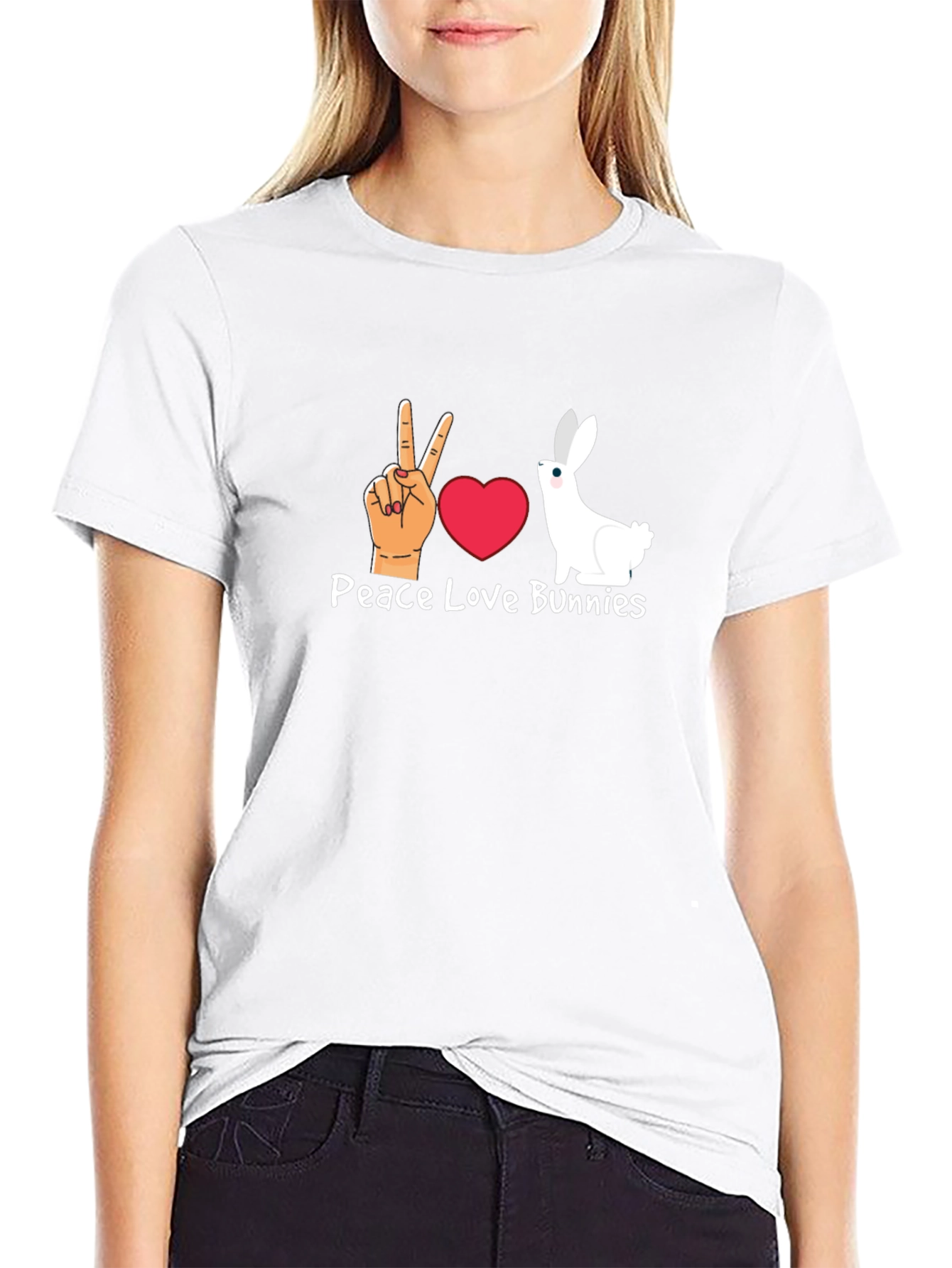 Peace Love Bunnies Graphic T-Shirt