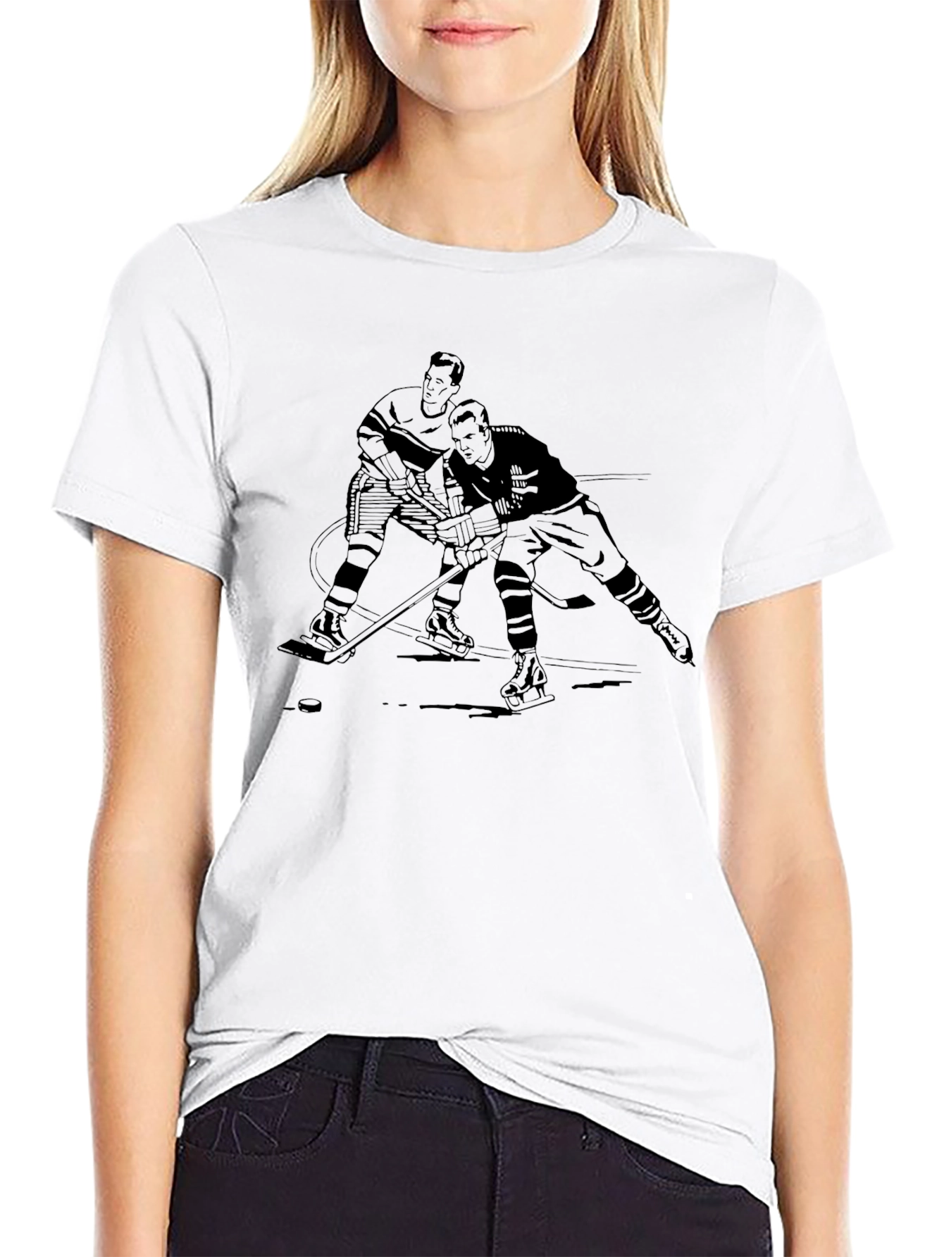 Hockey Player Graphic Tee - Classic Black