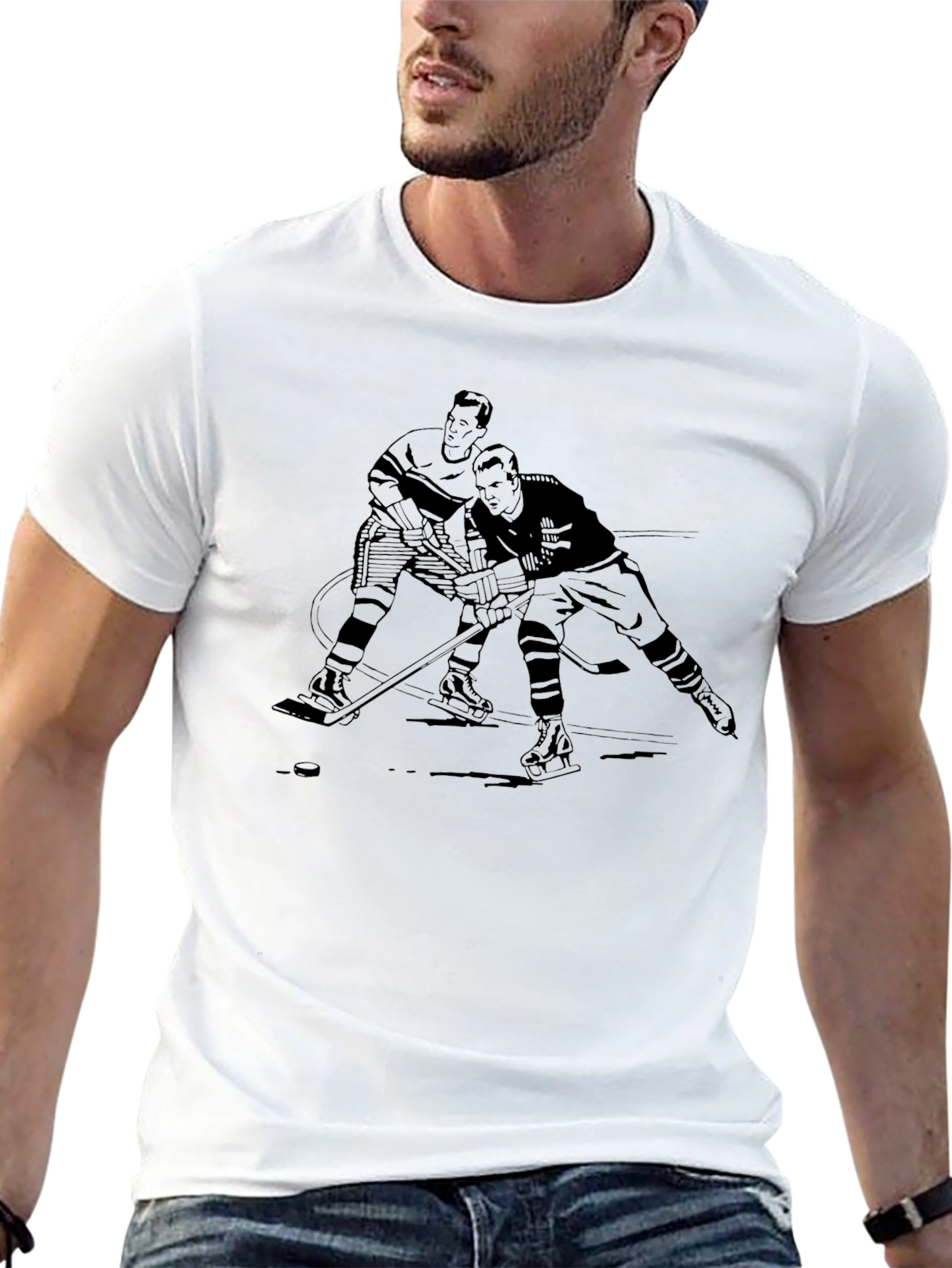 Hockey Player Graphic Tee - Classic Black