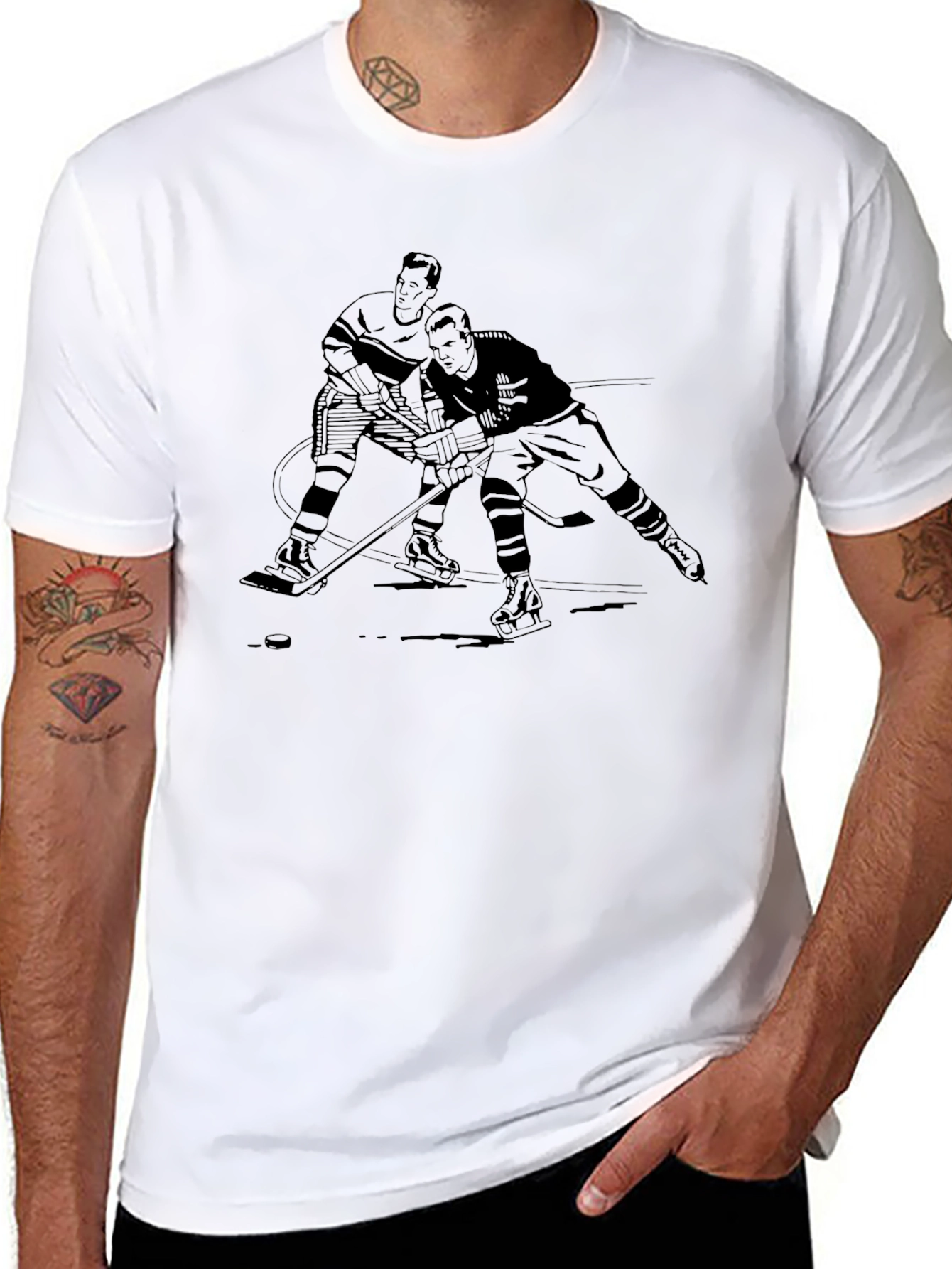 Hockey Player Graphic Tee - Classic Black