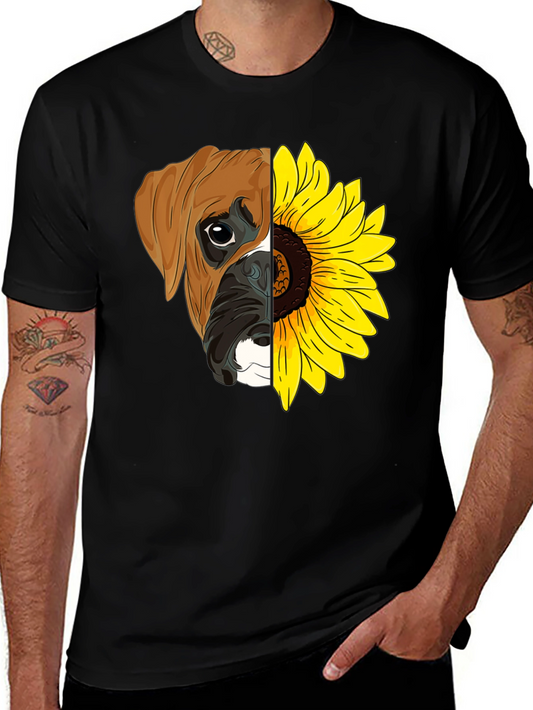 Dog & Sunflower Graphic T-Shirt