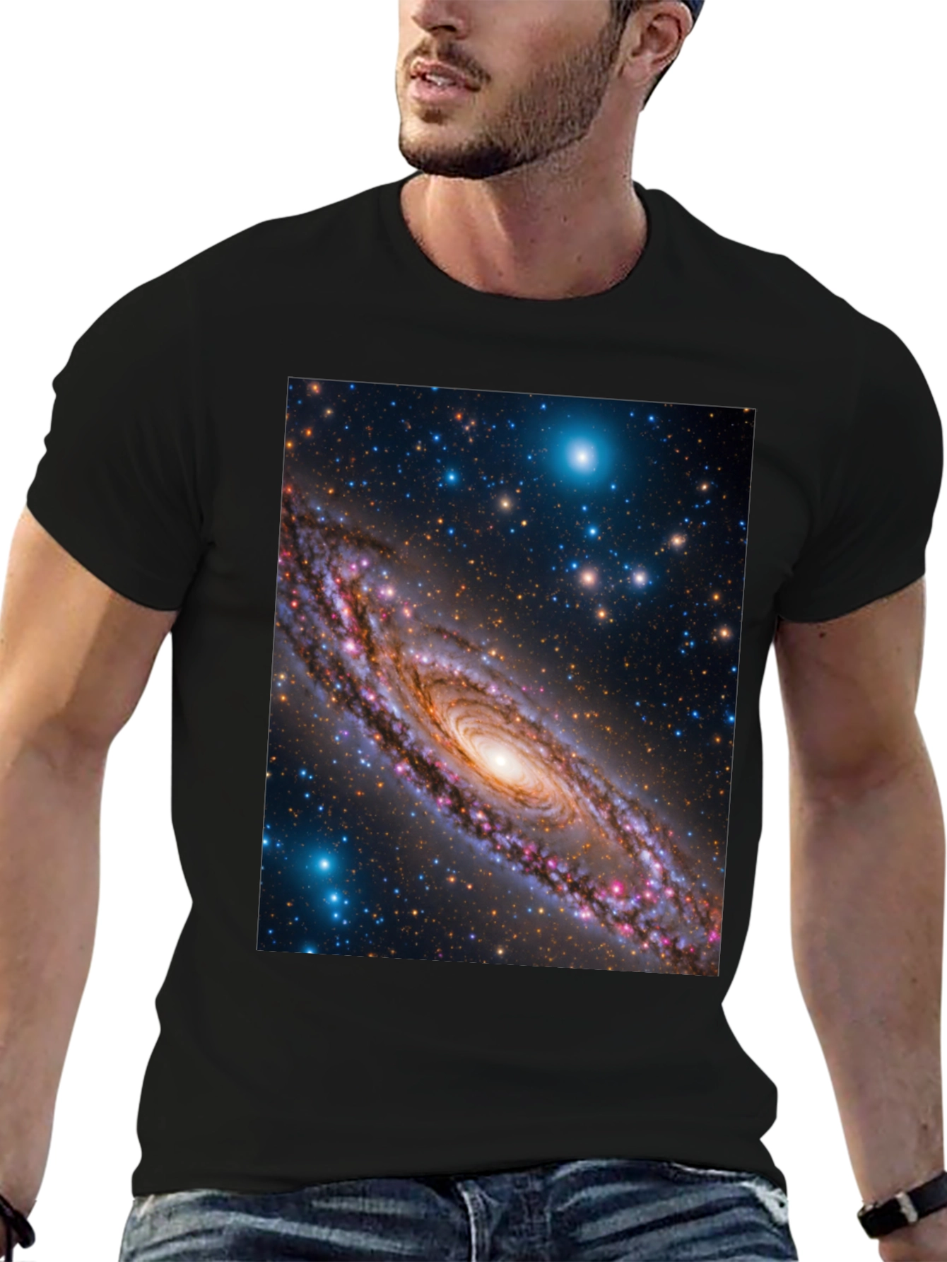 Galaxy Print Black T-Shirt