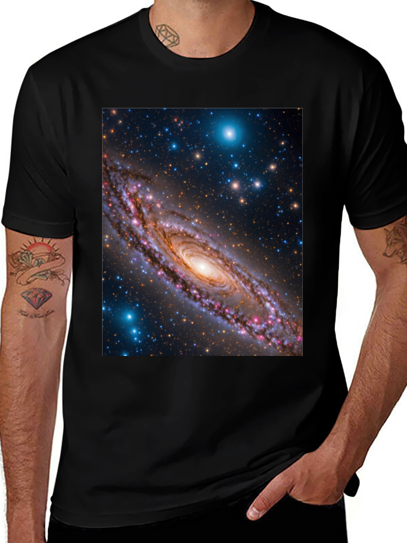 Galaxy Print Black T-Shirt