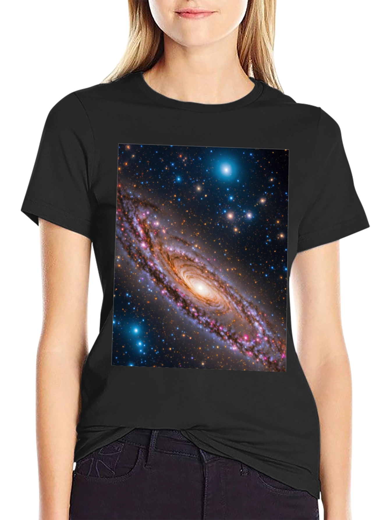 Galaxy Print Black T-Shirt