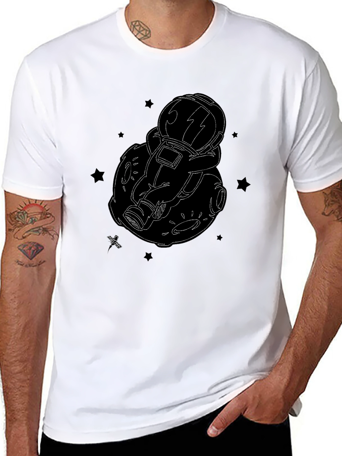 Astronaut Moon Black Graphic Tee
