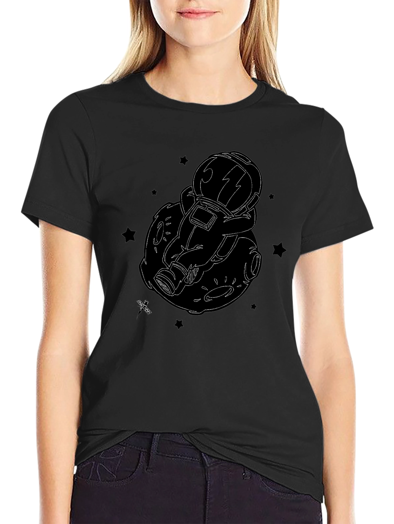 Astronaut Moon Black Graphic Tee