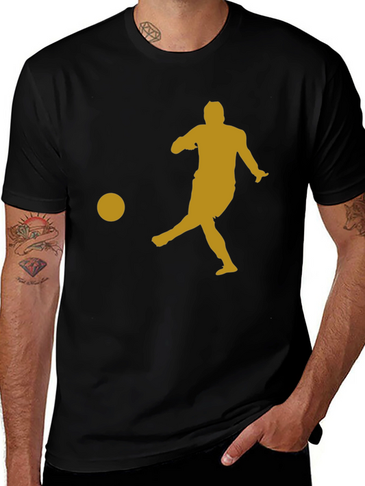 Soccer Player Graphic Tee - Black Cotton Shirt