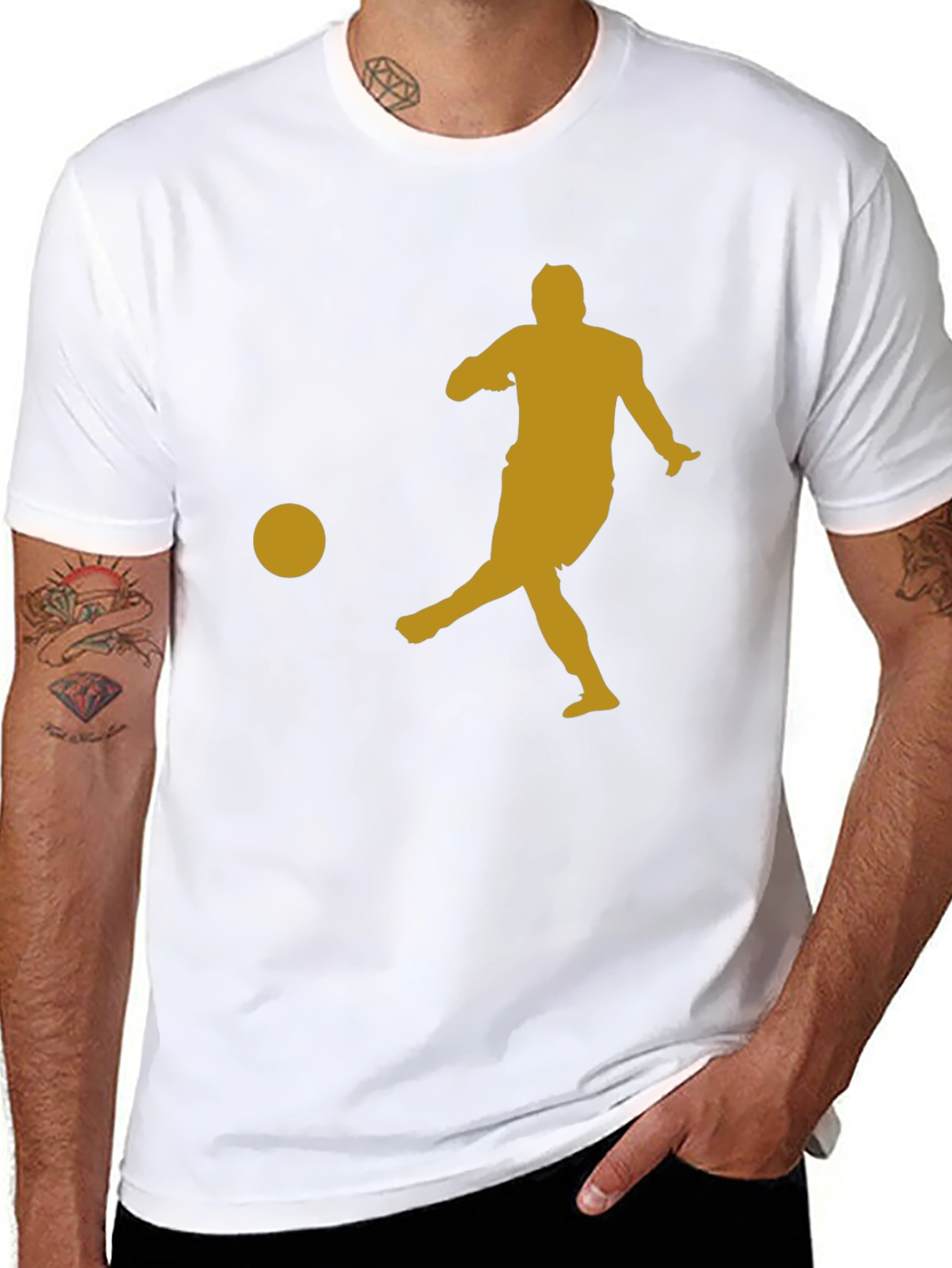 Soccer Player Graphic Tee - Black Cotton Shirt