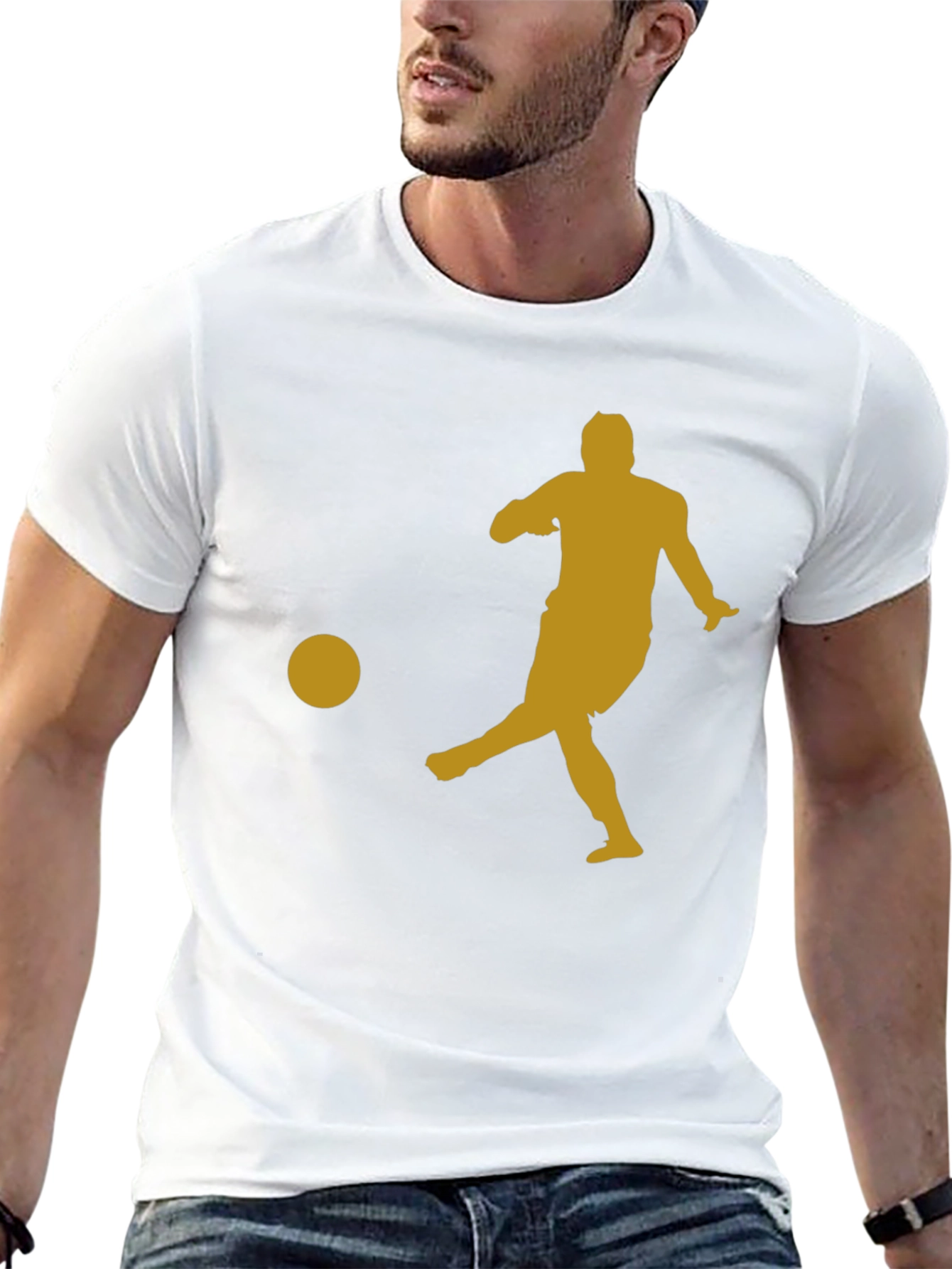 Soccer Player Graphic Tee - Black Cotton Shirt