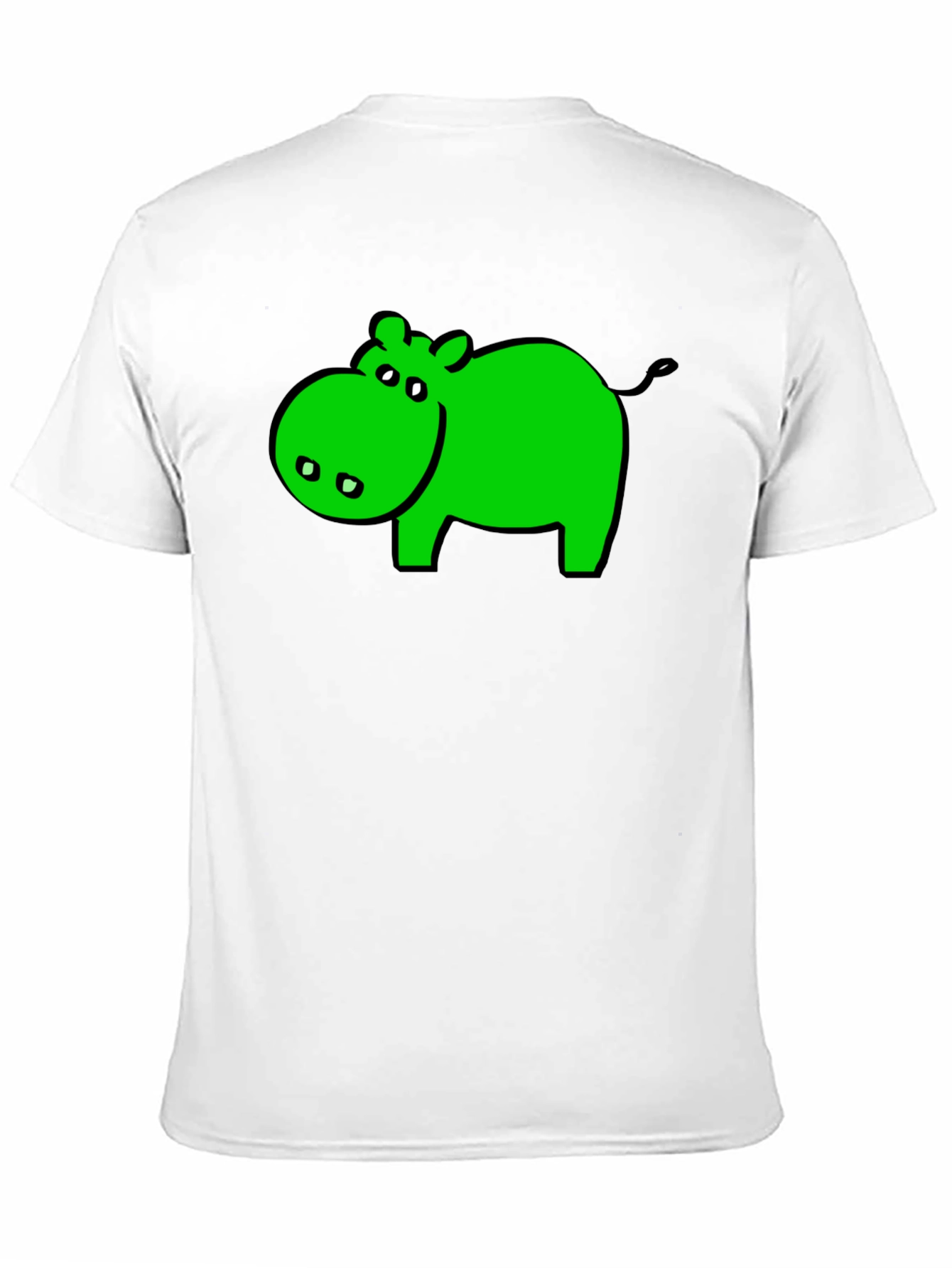Green Hippo Graphic Black T-Shirt - Casual Wear