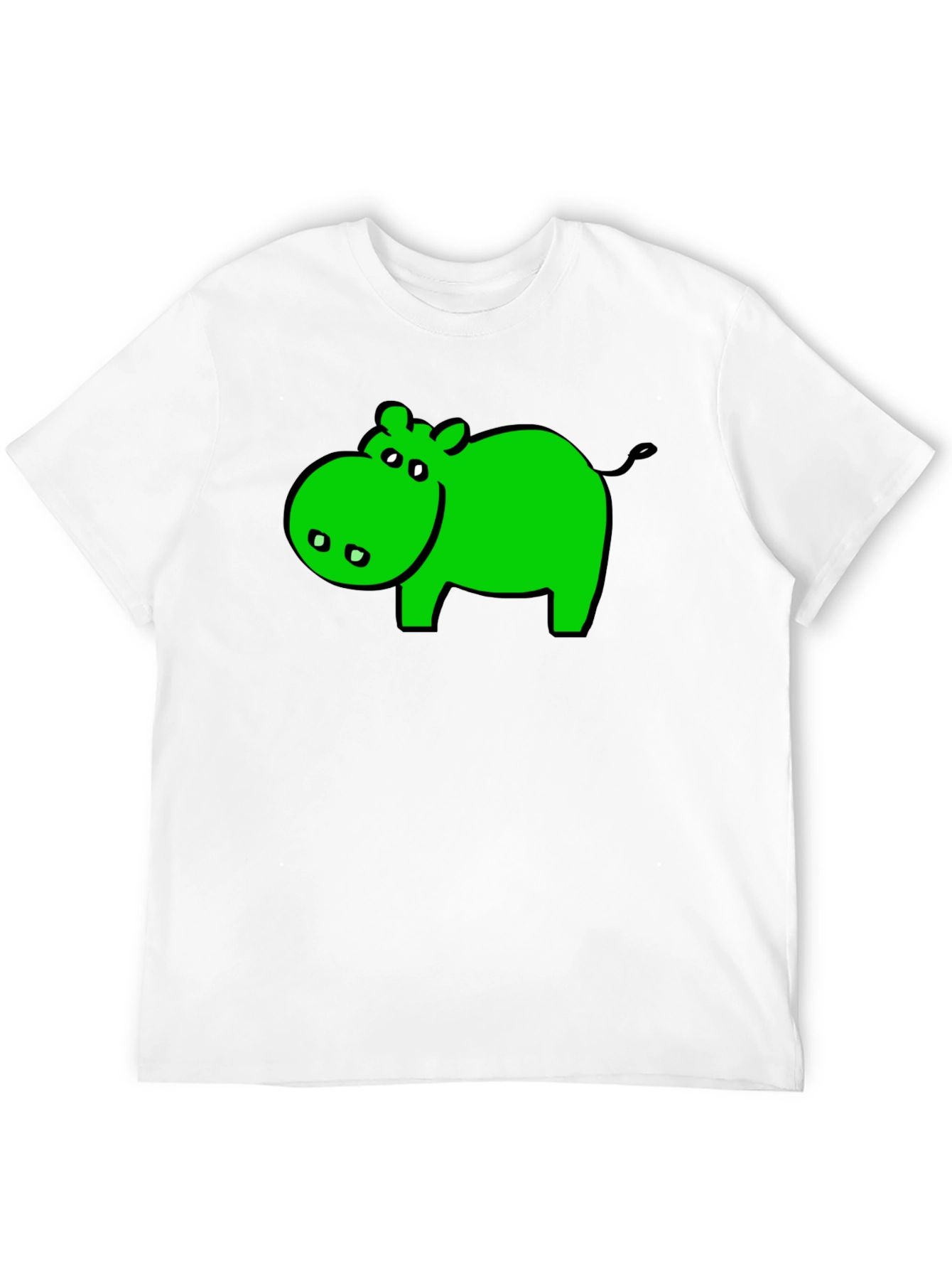 Green Hippo Graphic Black T-Shirt - Casual Wear