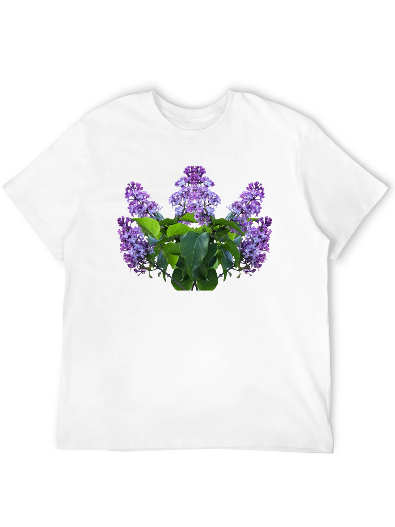 Lilac Floral Print Black T-Shirt