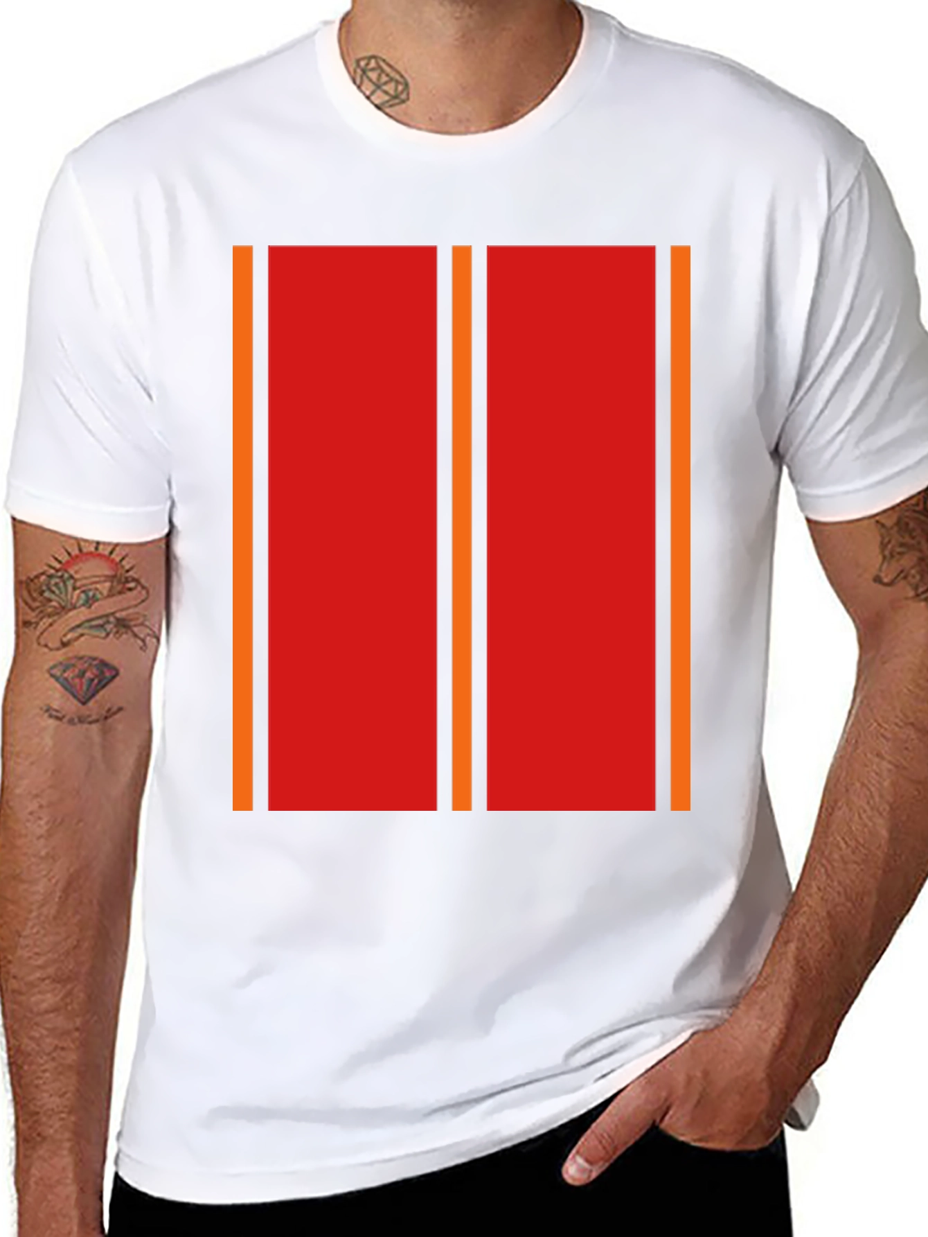 Retro Stripe Graphic Tee - Bold Casual Style