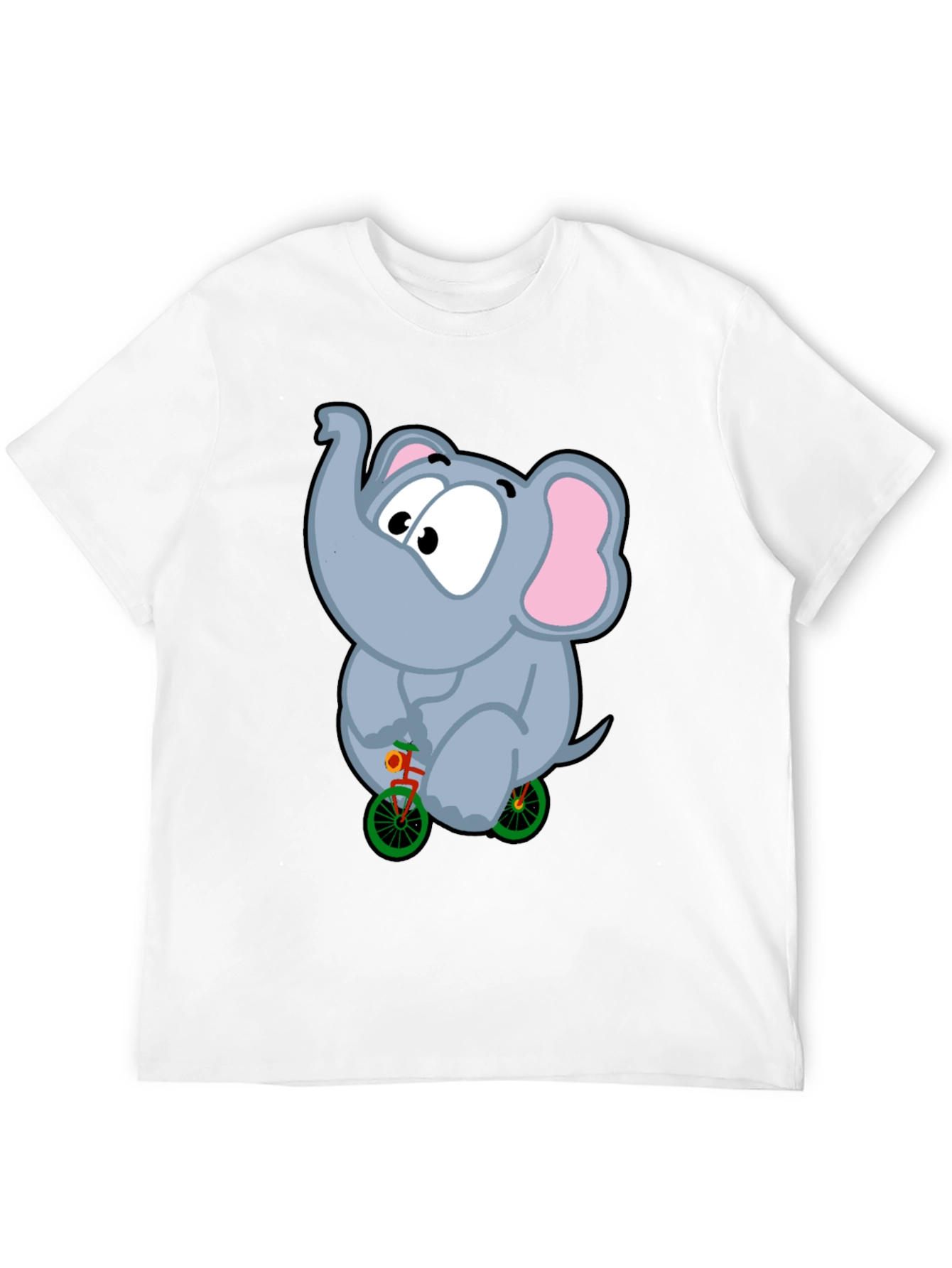 Elephant on Bike Graphic Tee - Fun Black T-Shirt