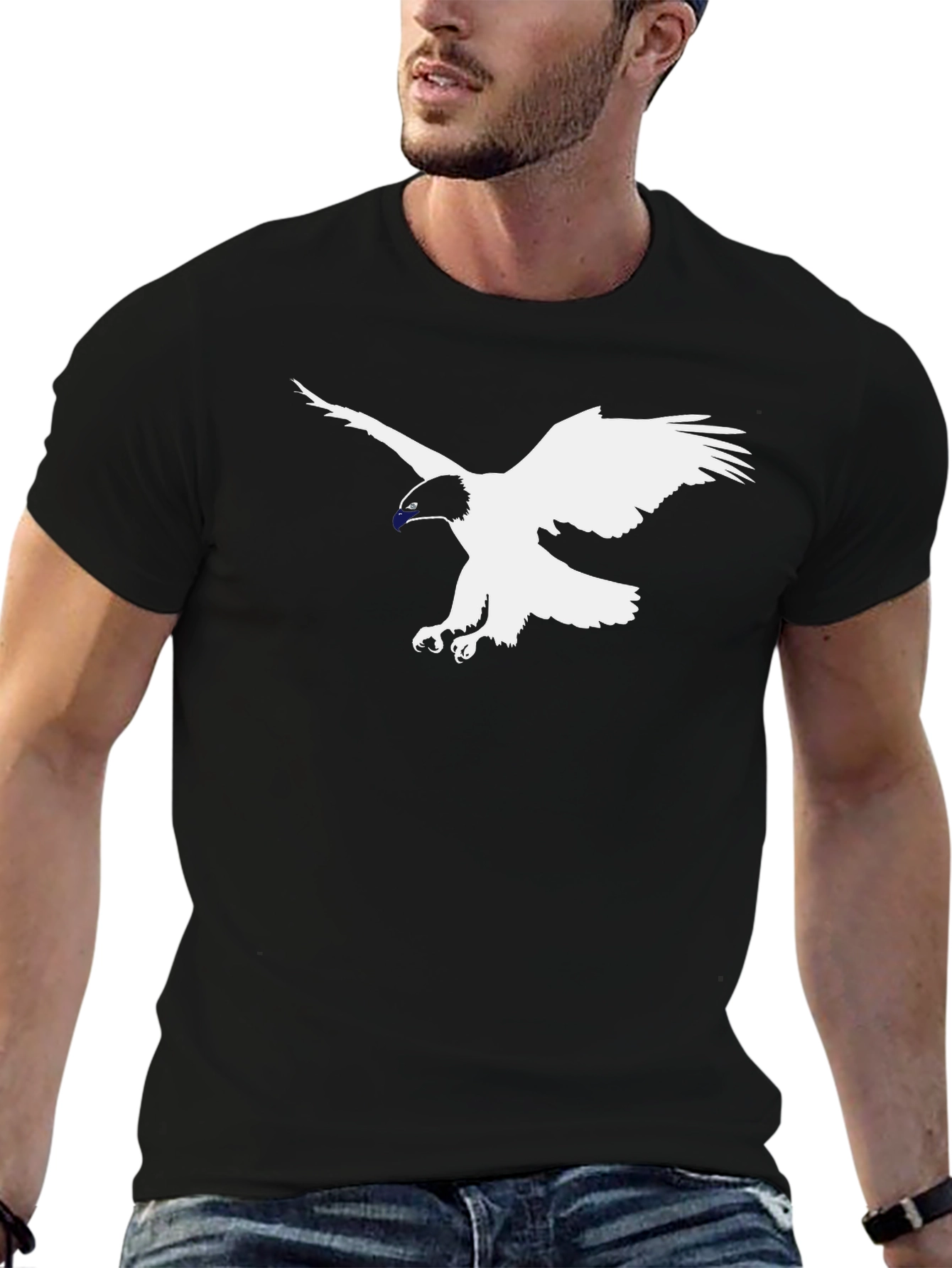 Black T-Shirt with Eagle Graphic Tee