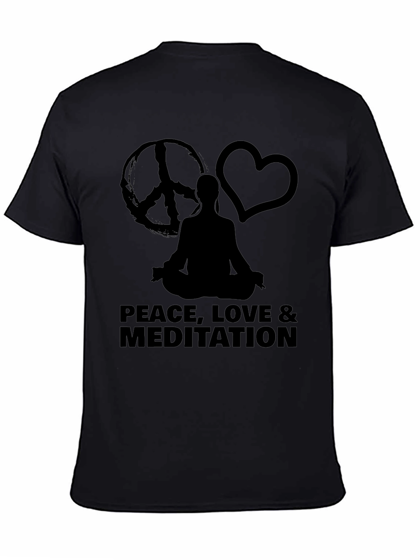 Peace Love Meditation Graphic Tee - Black