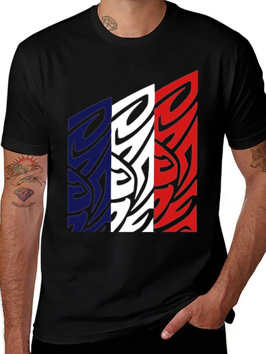 France Flag Graphic Tee - Black Cotton Blend Shirt
