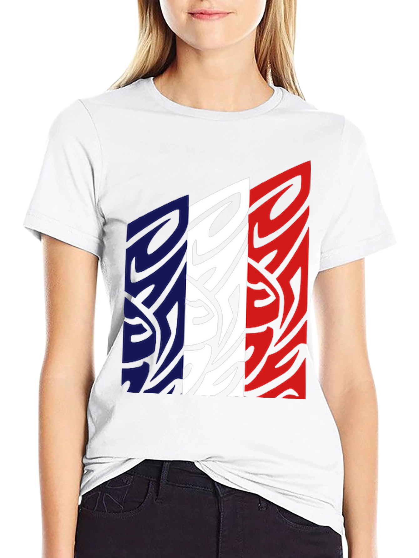 France Flag Graphic Tee - Black Cotton Blend Shirt