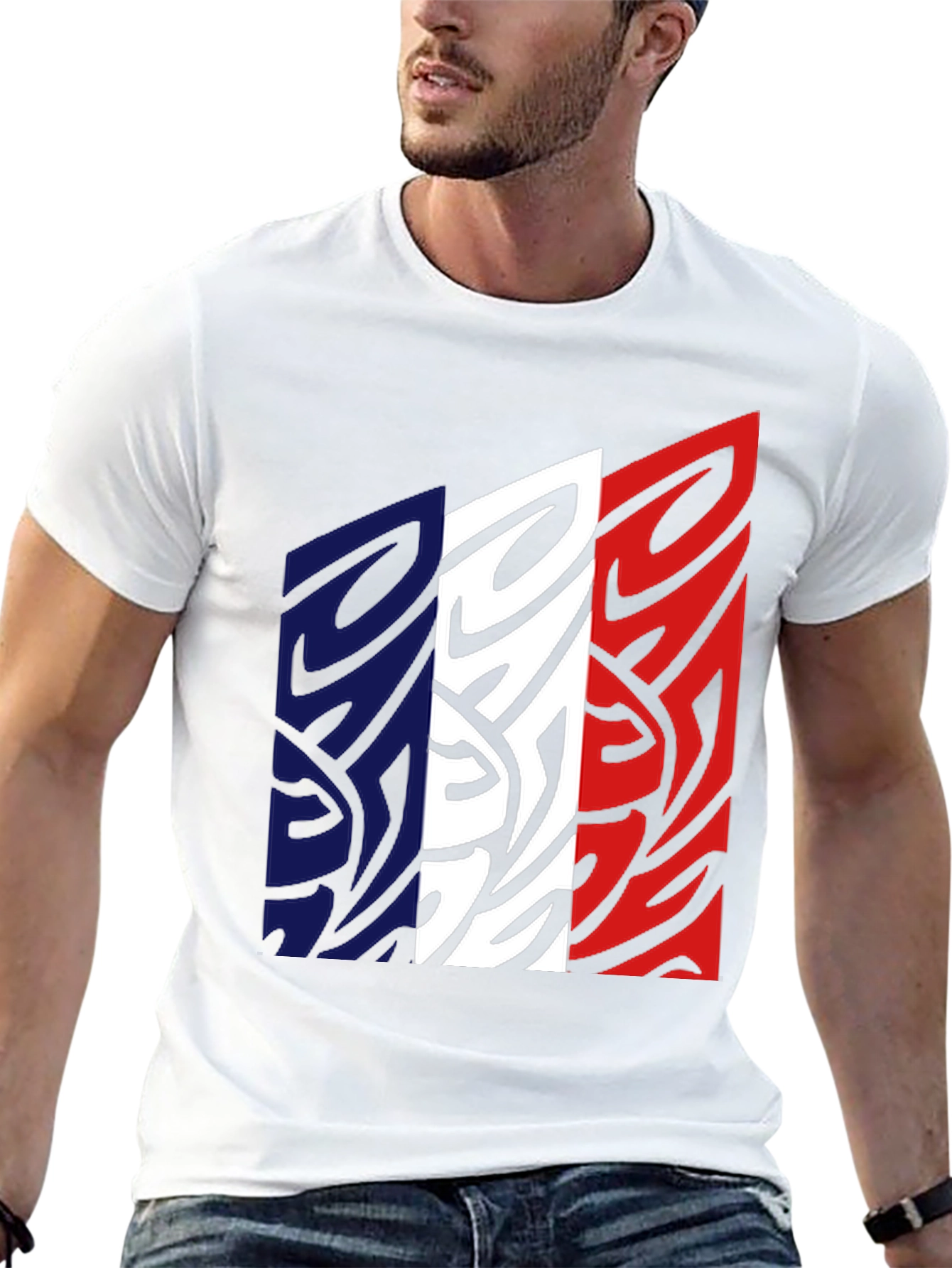 France Flag Graphic Tee - Black Cotton Blend Shirt